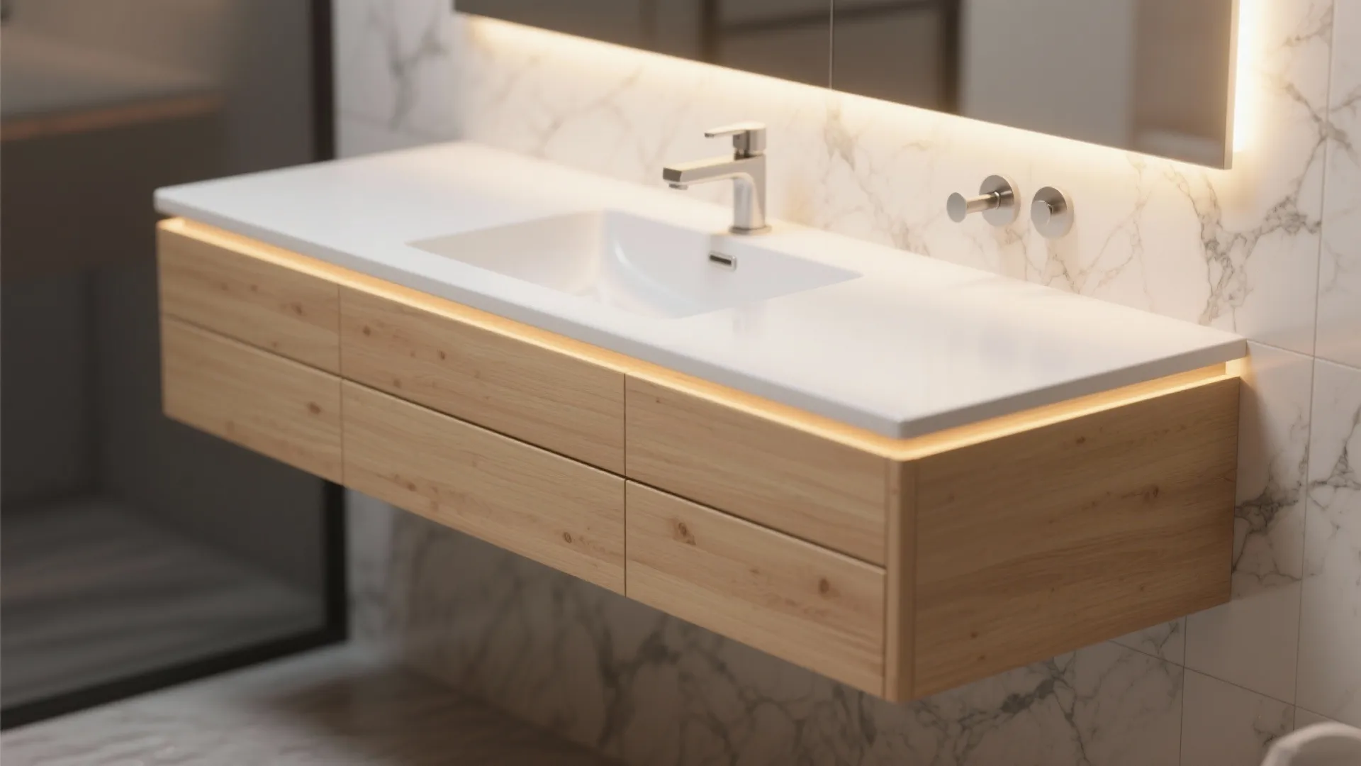 1. Floating Vanity with Under Glow