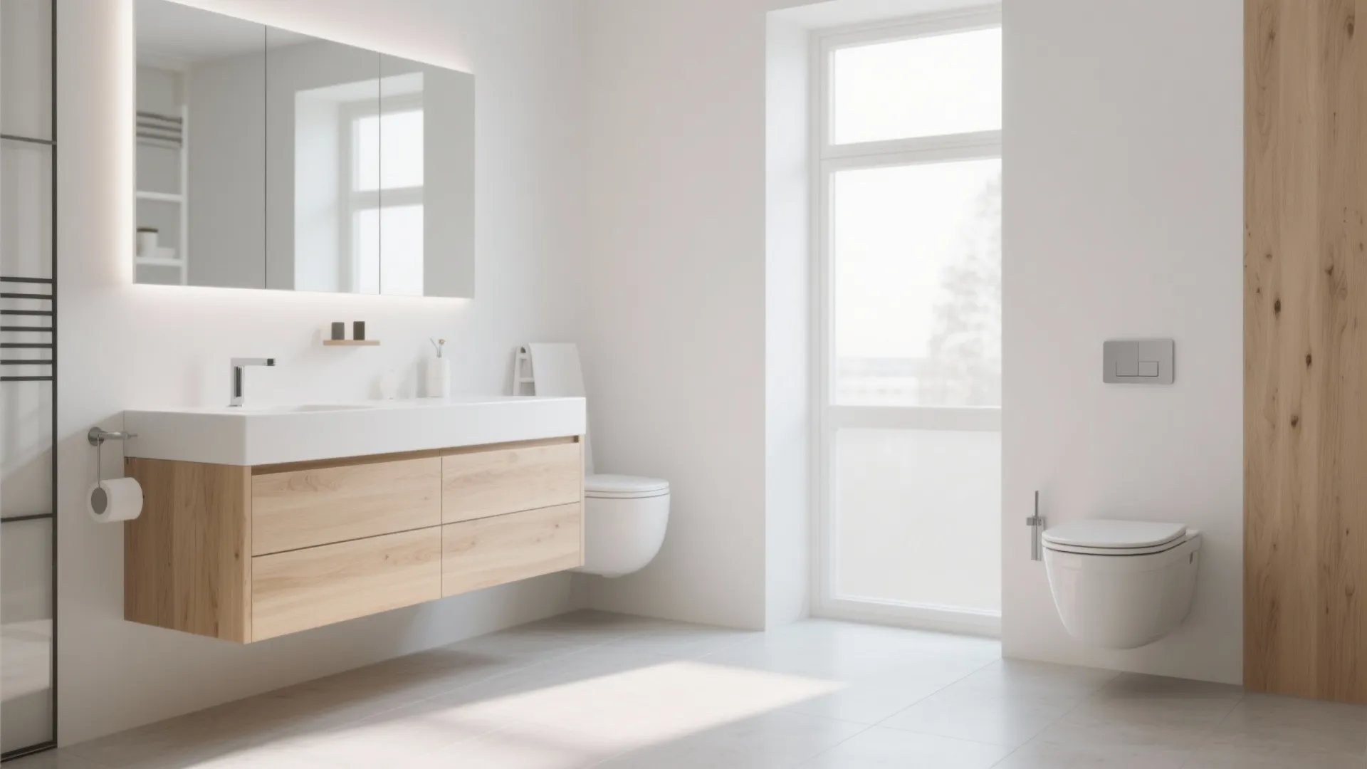 10. Floating Vanity and Wall-Mounted Toilet