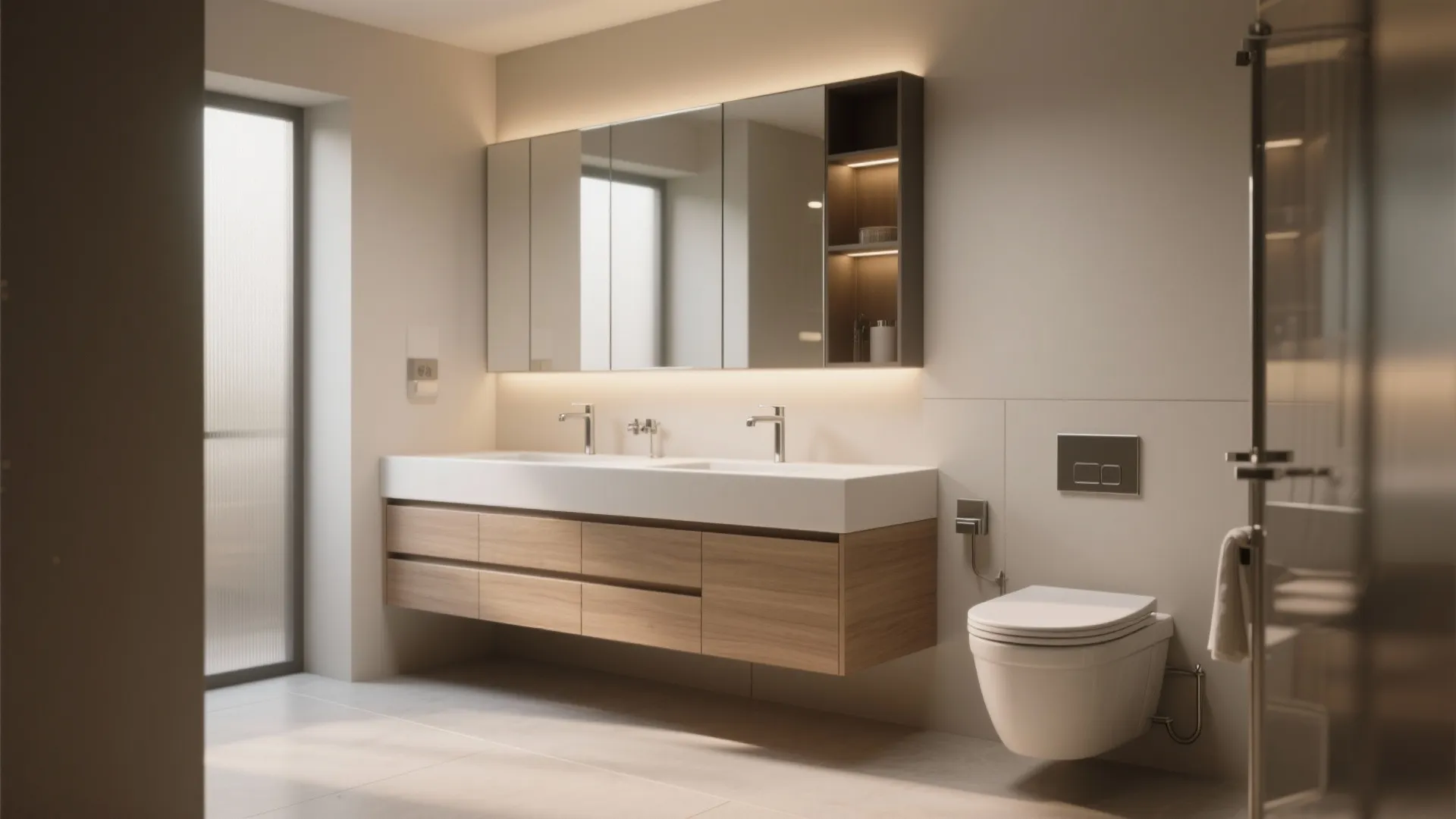 Floating Vanity + Wall-Mounted Toilet