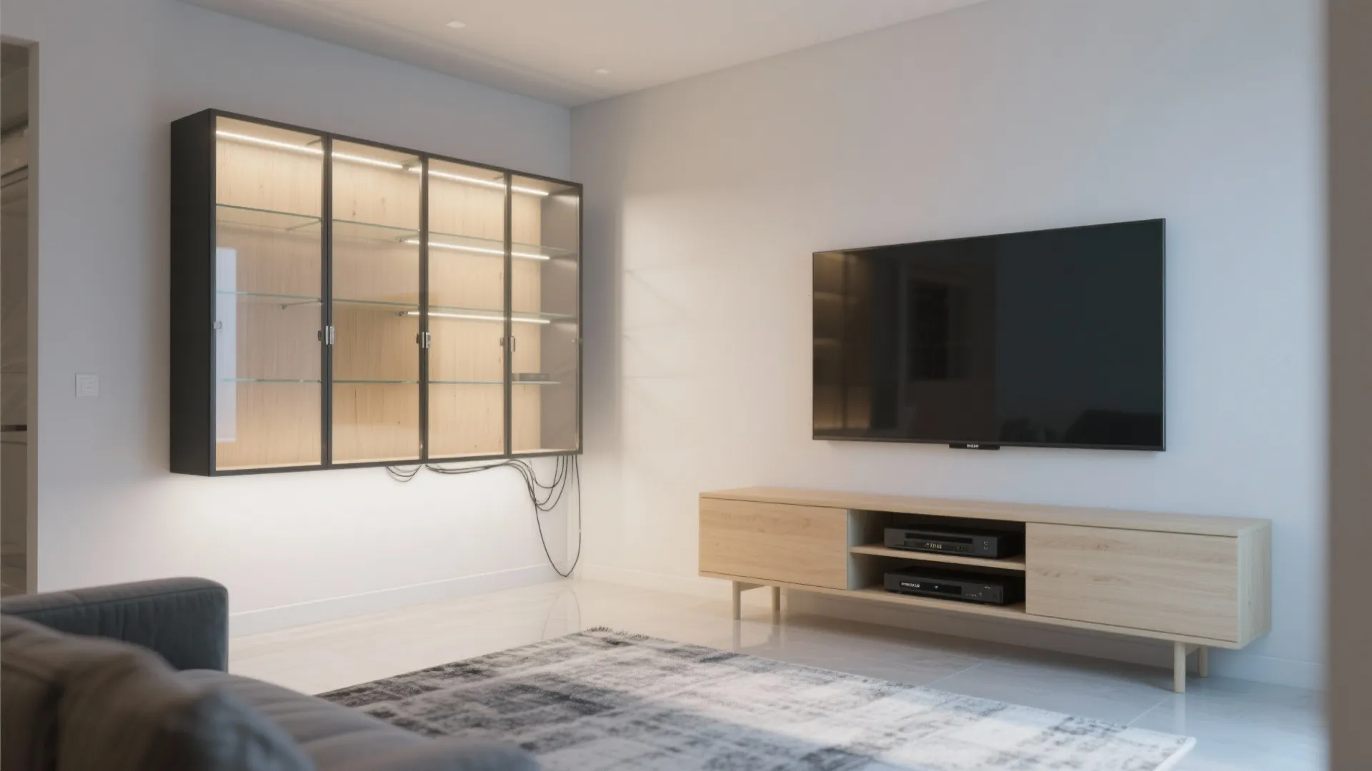 2) Wall-Mounted Floating Display to Clear the Floor