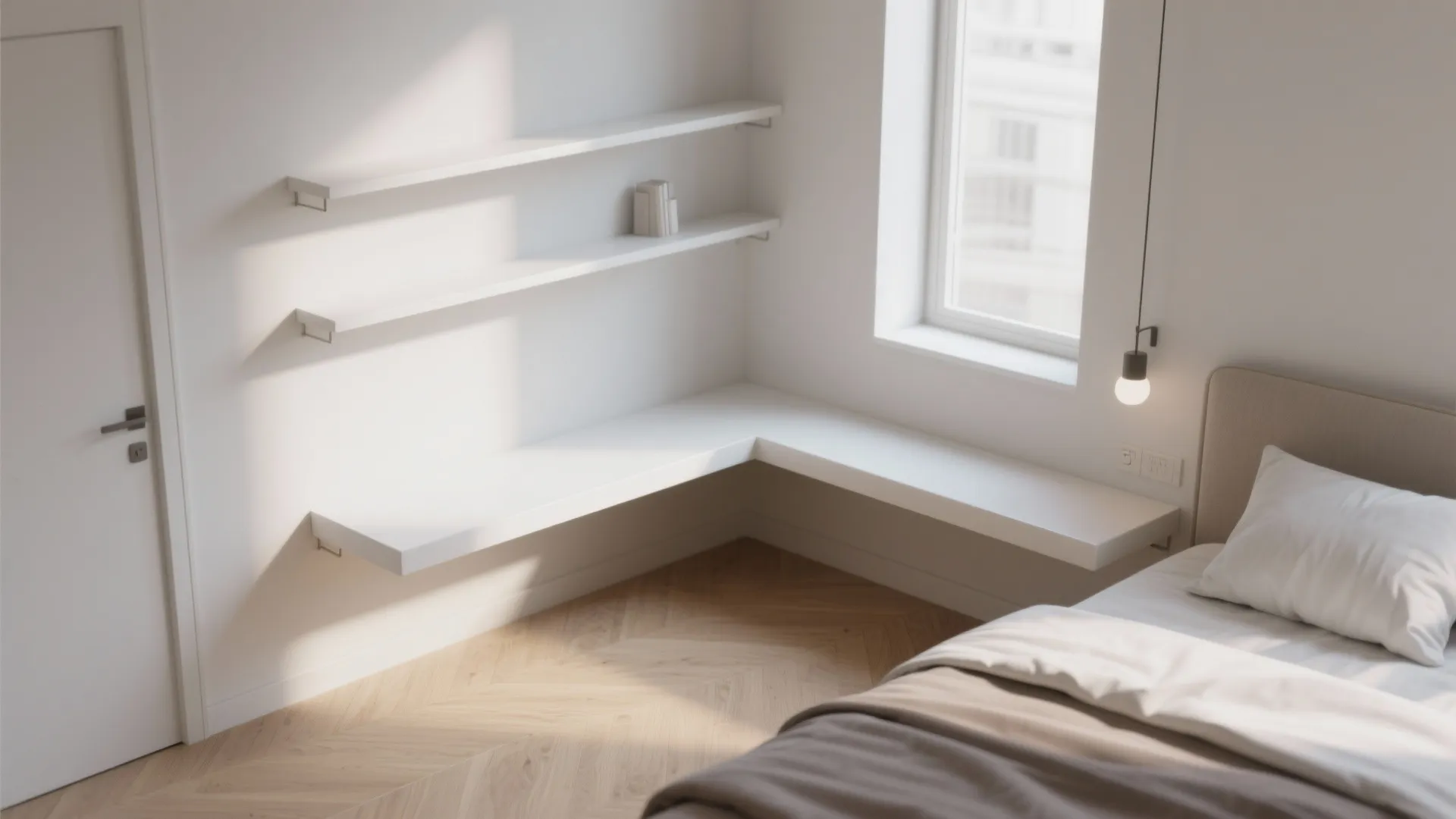 2. Floating Wall-Mounted Bench