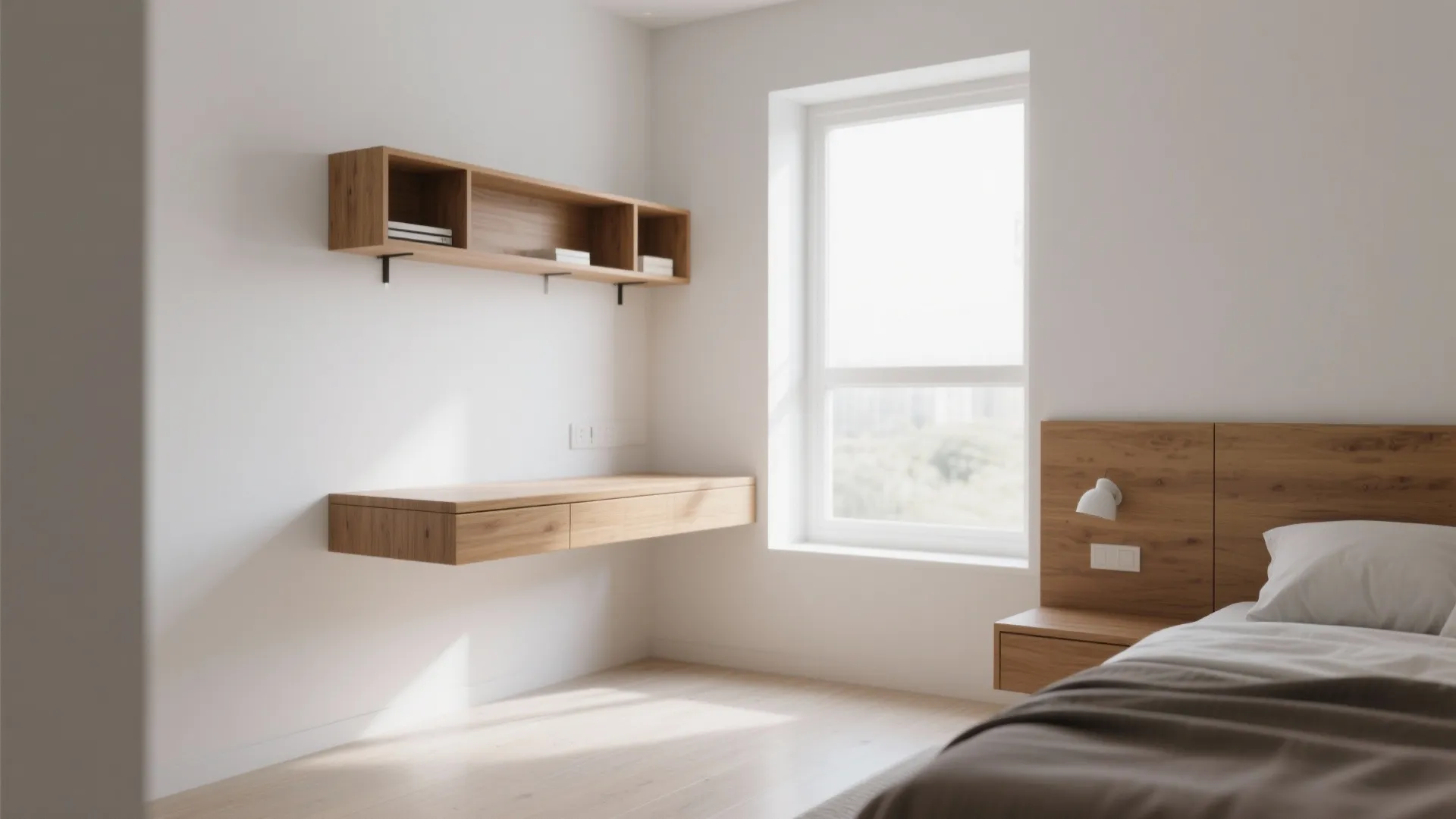 1. Floating Wall-Mounted Desk