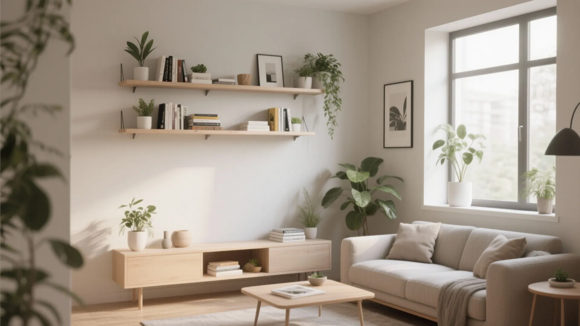 1. Floating Wall-Mounted Shelves