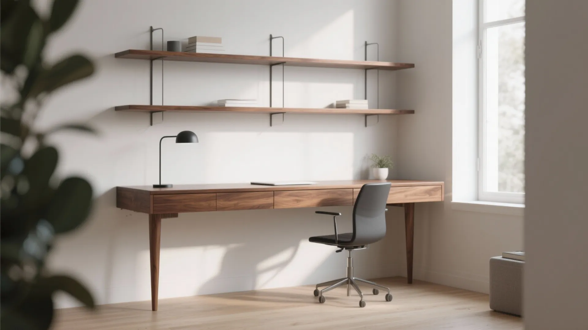 3. Floating Desk Shelves
