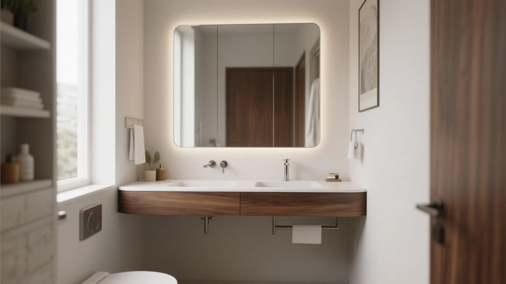 1. Floating Vanities with Clean Lines