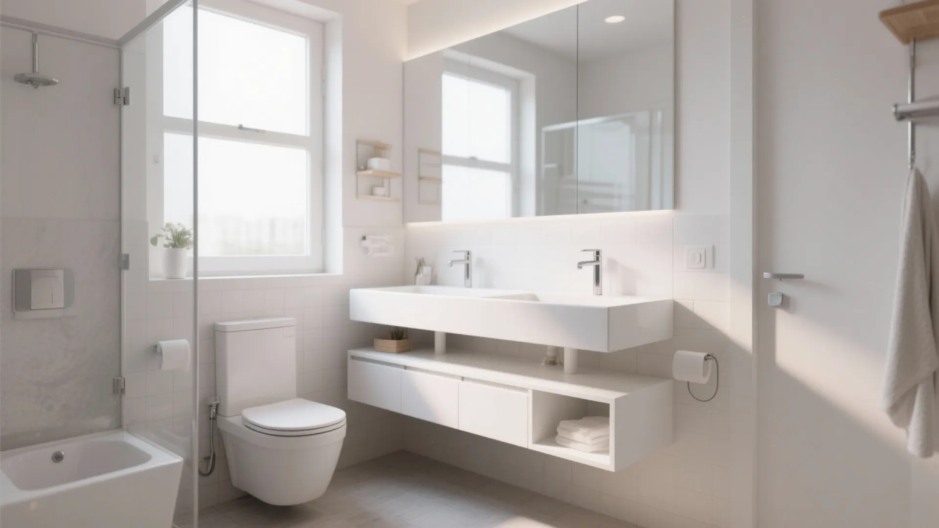 3. Floating Vanity in Matte White