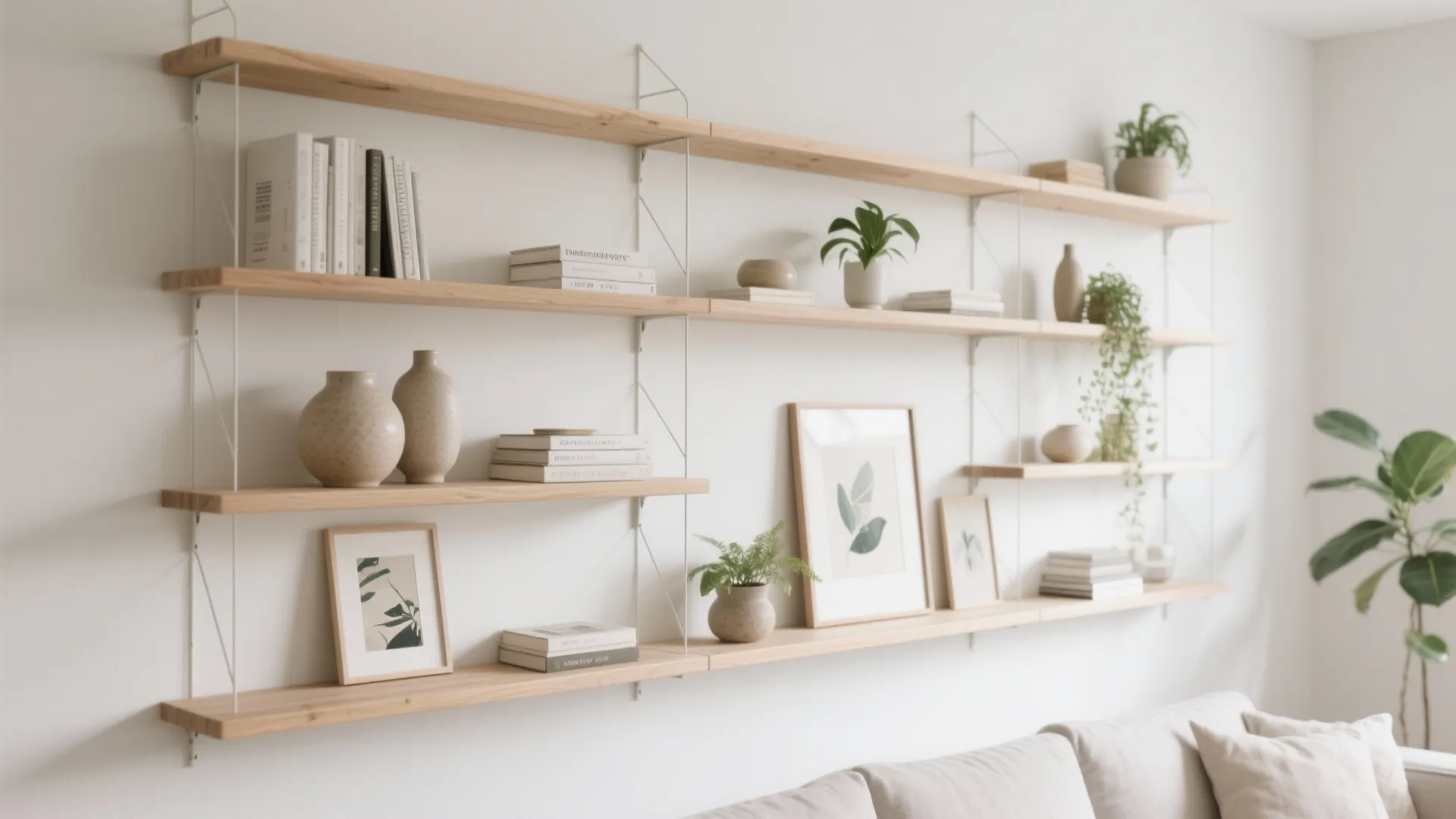 Floating Shelves with Layered Styling