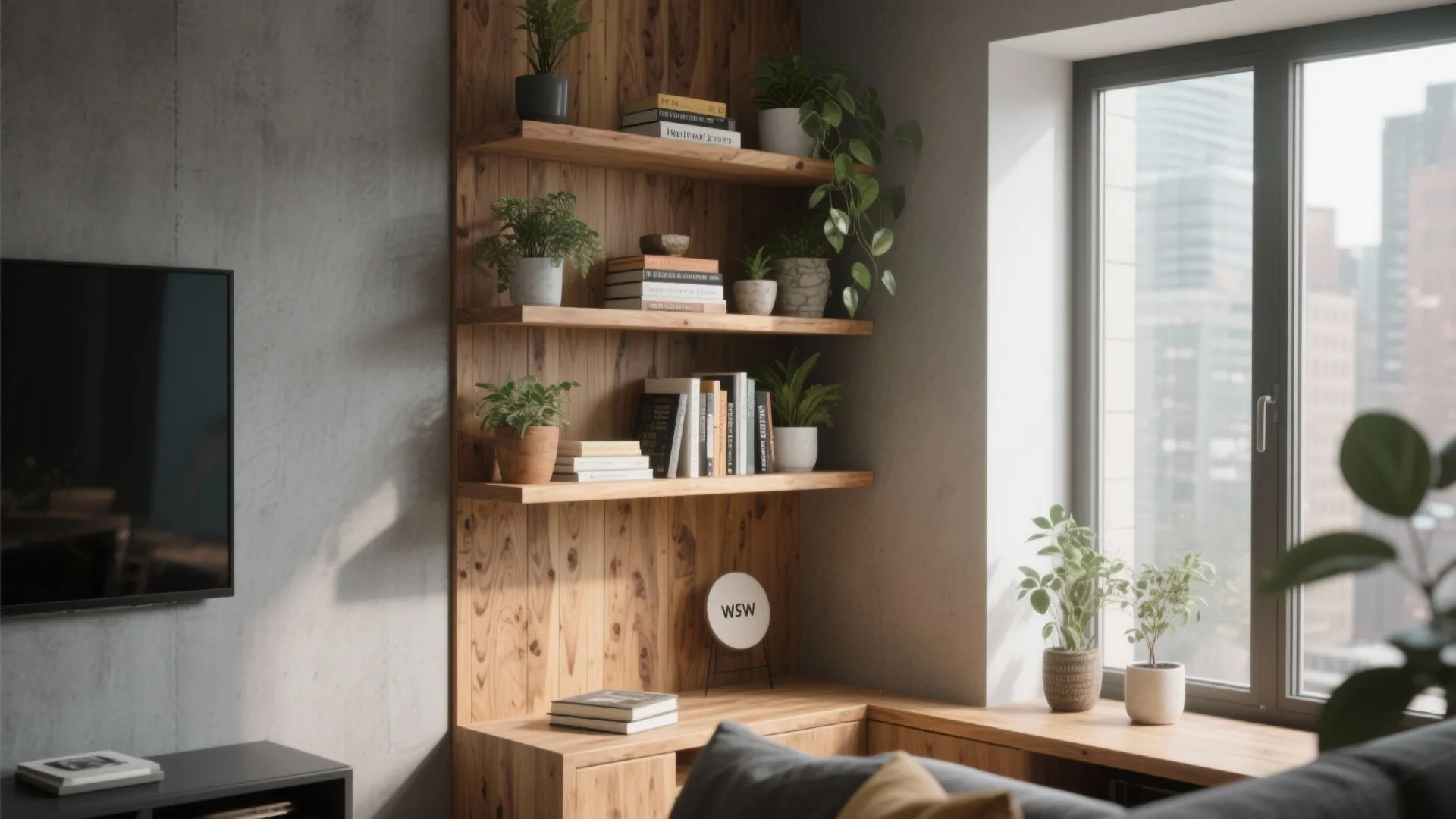 Floating Wooden Corner Shelves