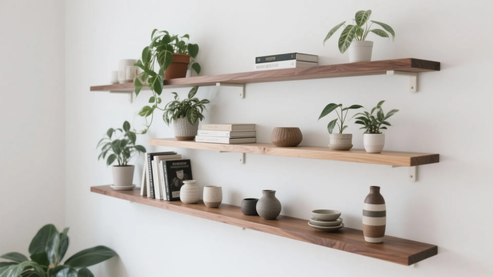 6. Floating Wood Shelves