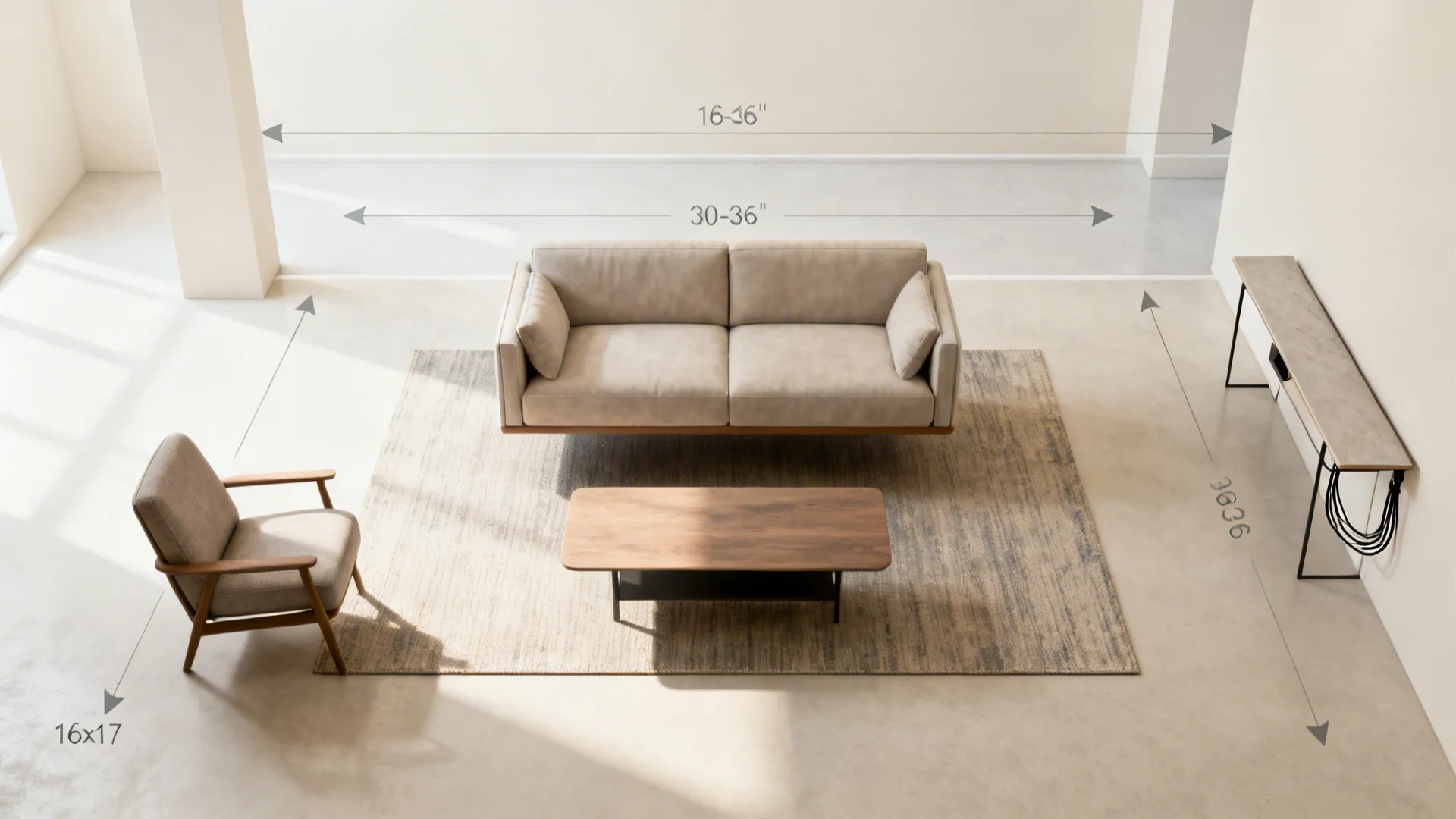 Floating zones with a “soft spine” sofa