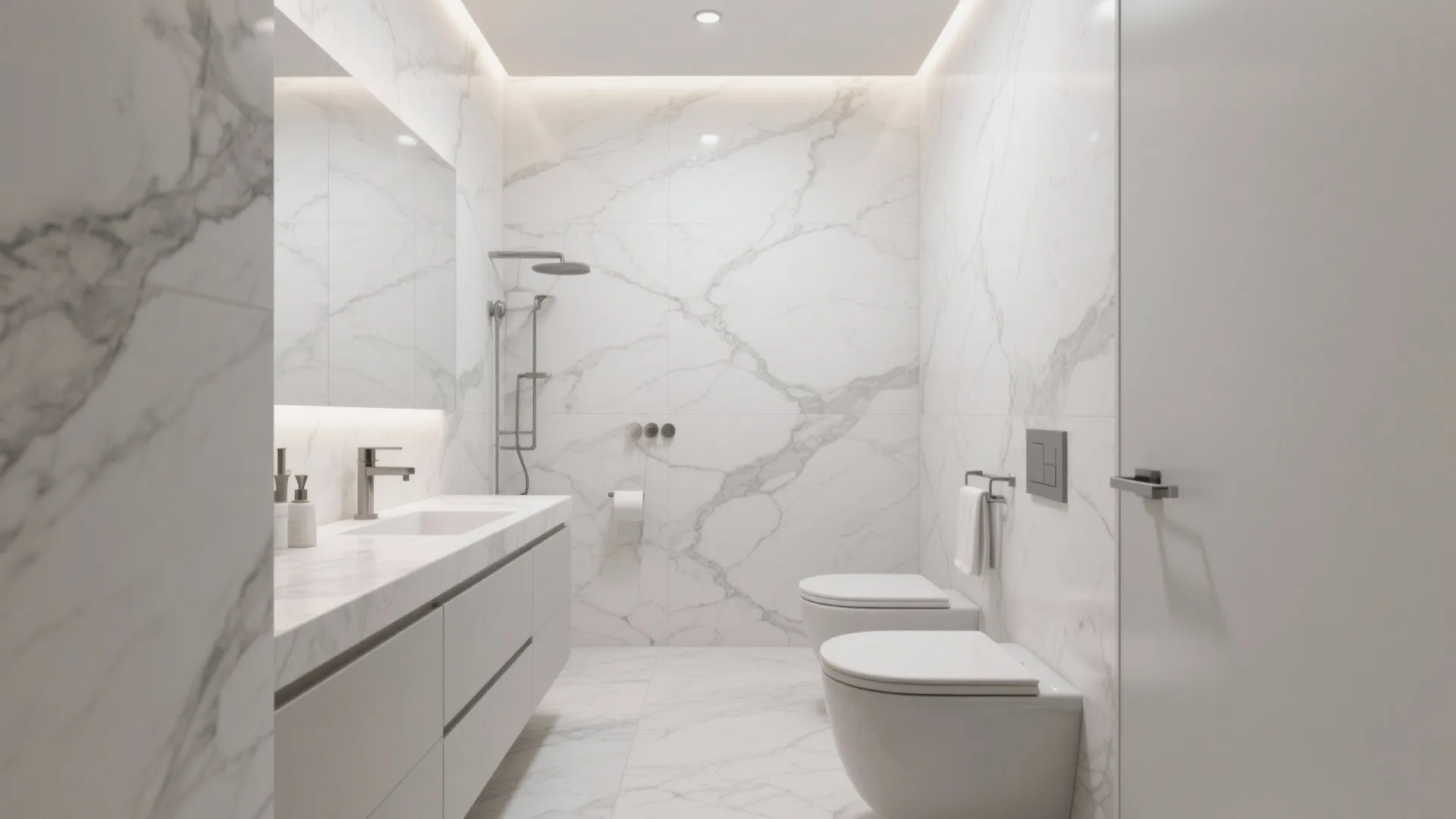 1. Floor-to-Ceiling Marble