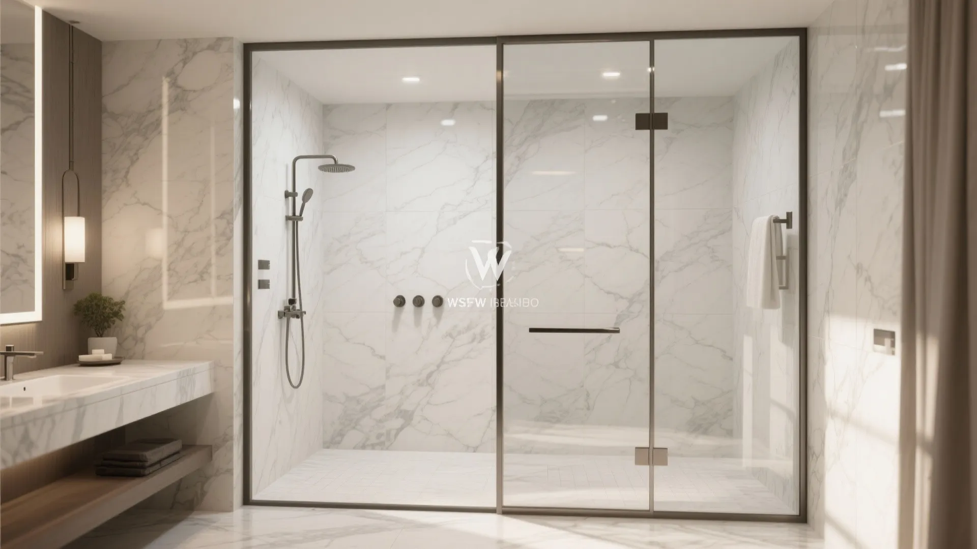 8. Floor-to-Ceiling Marble in the Shower
