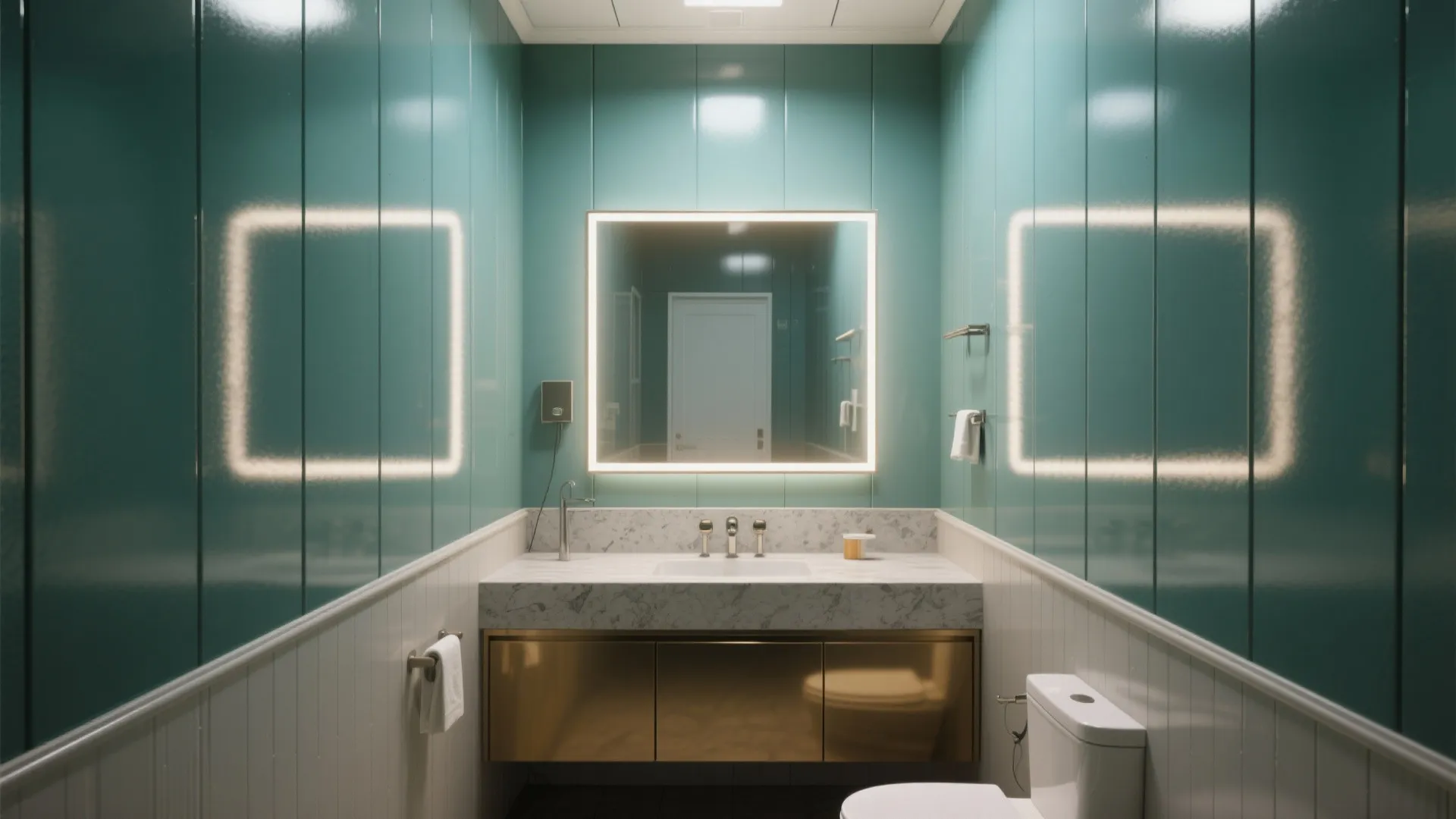 5. Ceiling-to-floor painted panels for drama