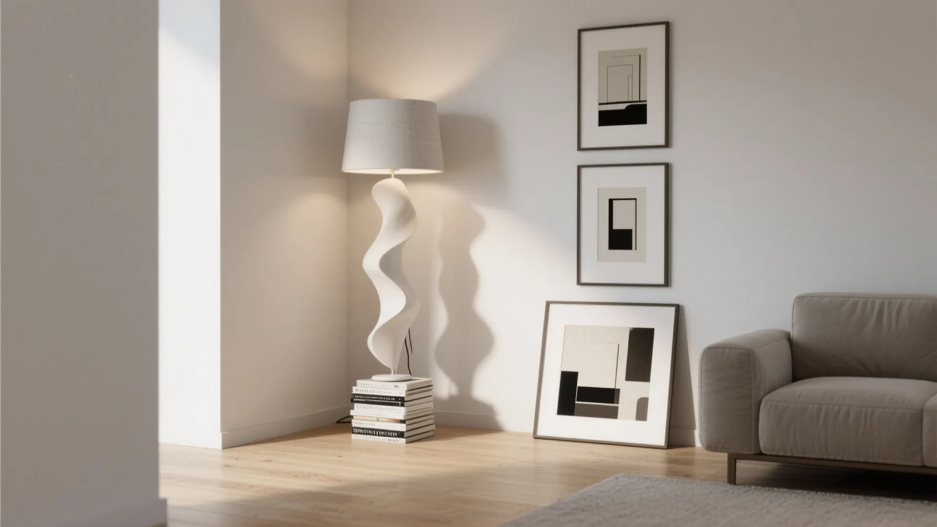 Statement Floor Lamp + Art Stack