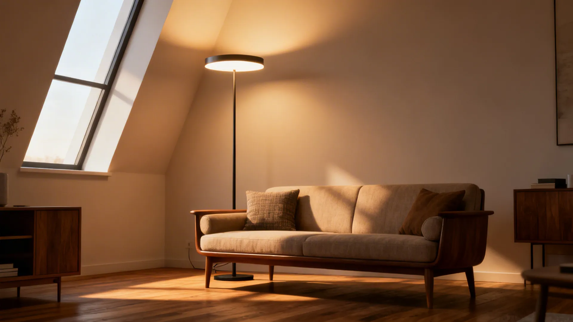 2. Floor lamps behind sofas: use the 60–66 inch rule