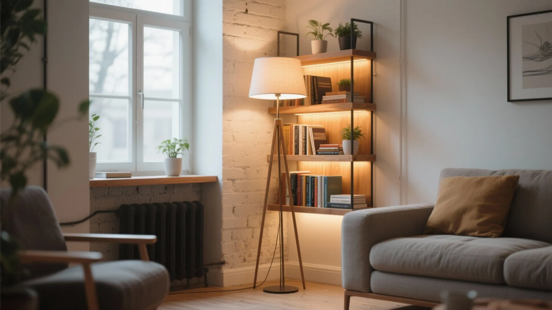 5. Floor Lamps with Shelving