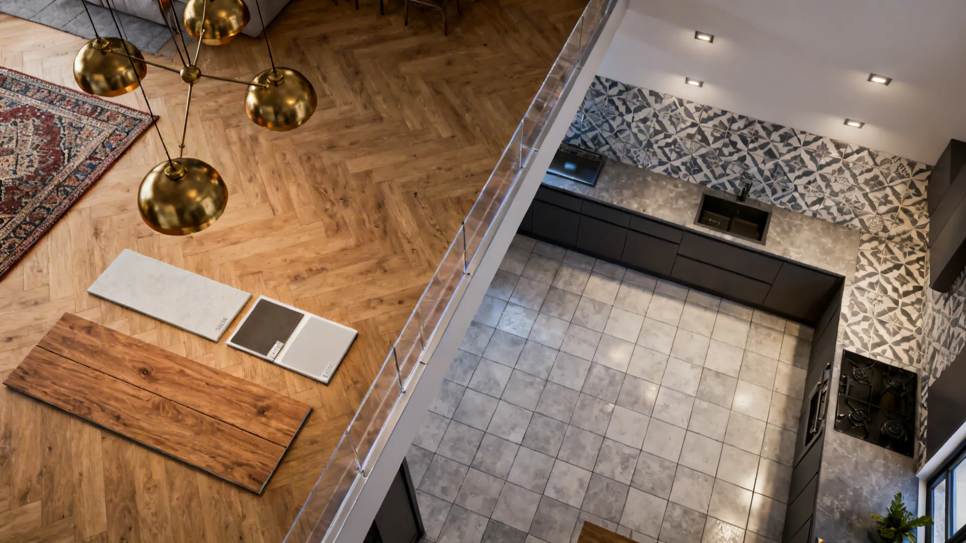 5. Floor treatment and lighting to define zones