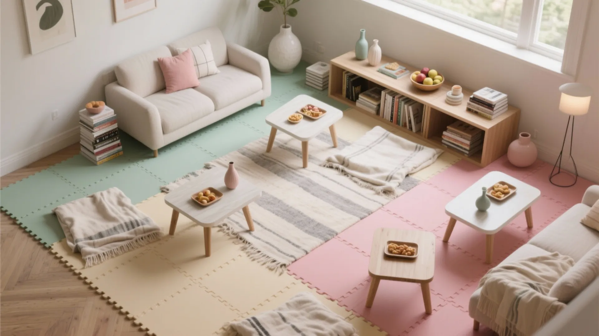 Color-Blocked Picnic Lounge Indoors