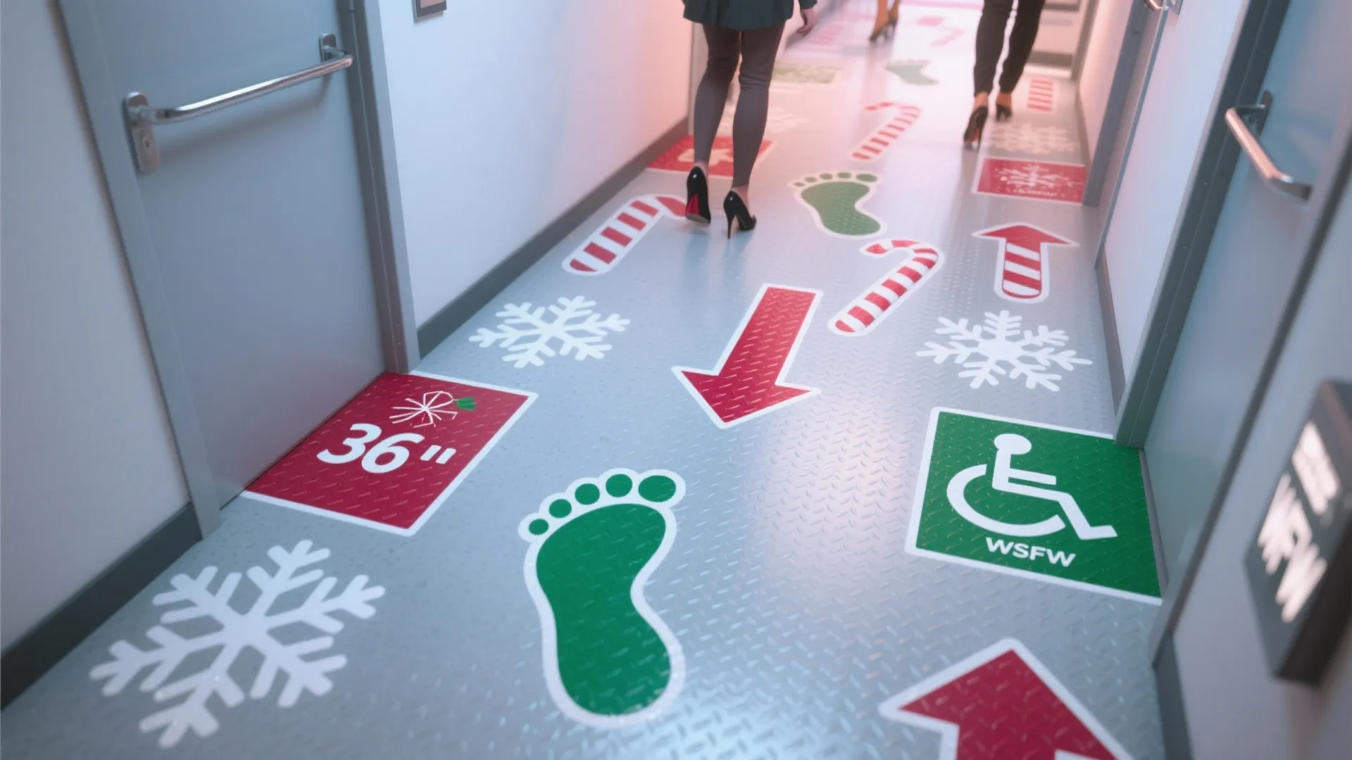 4. Festive Floor Markers for Social Distancing or Flow