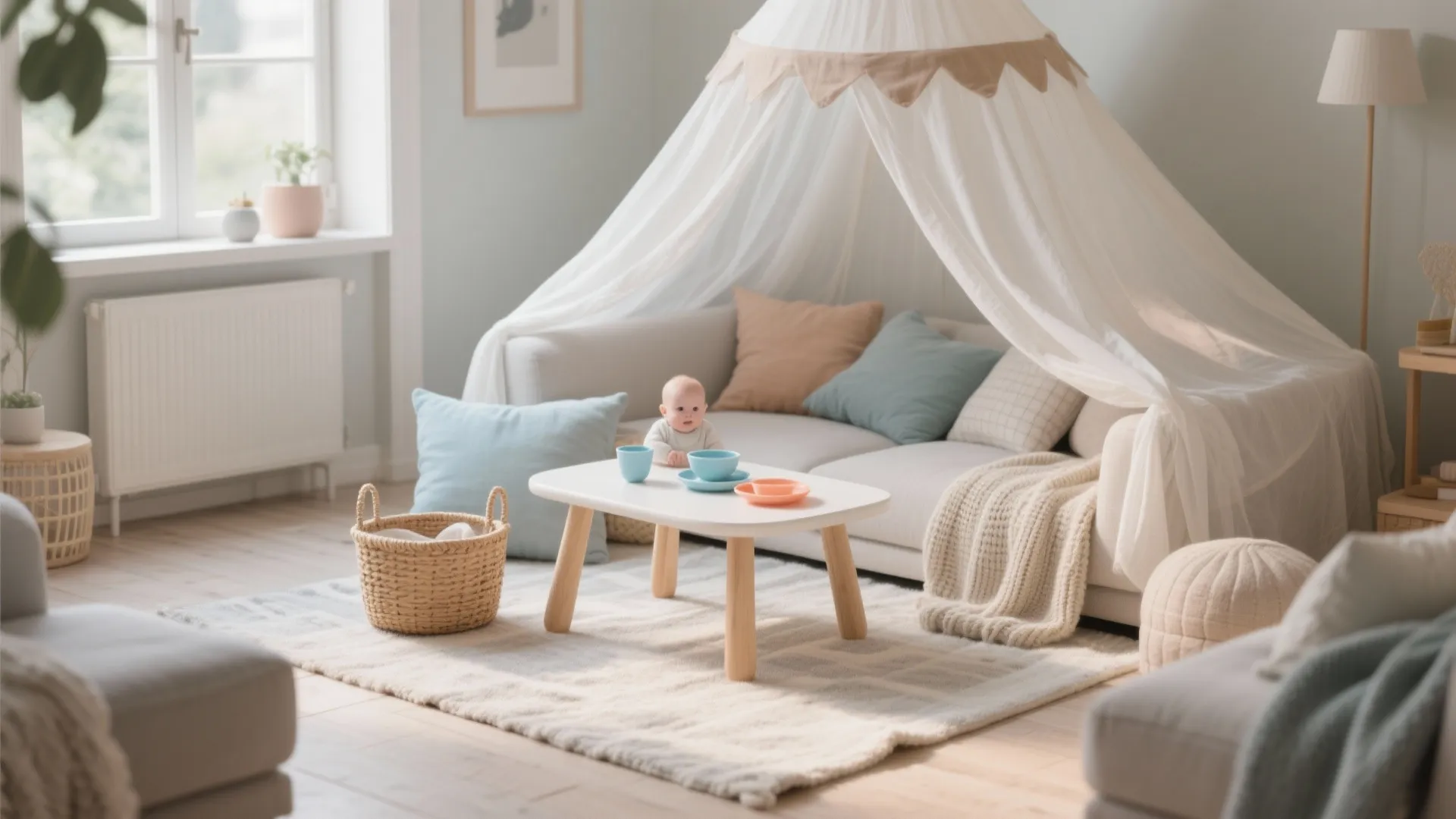 Cozy Floor Picnic with Canopy