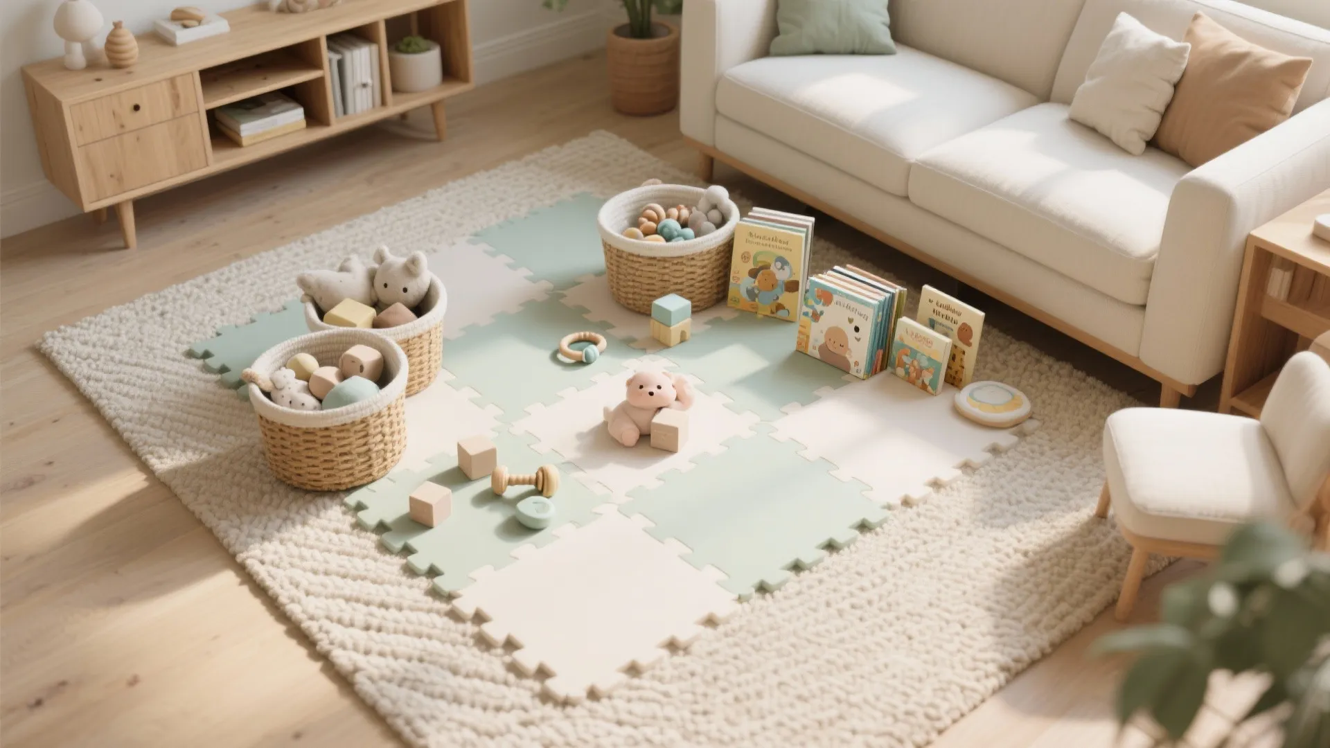 Floor-Level Play Zone with Safe Materials