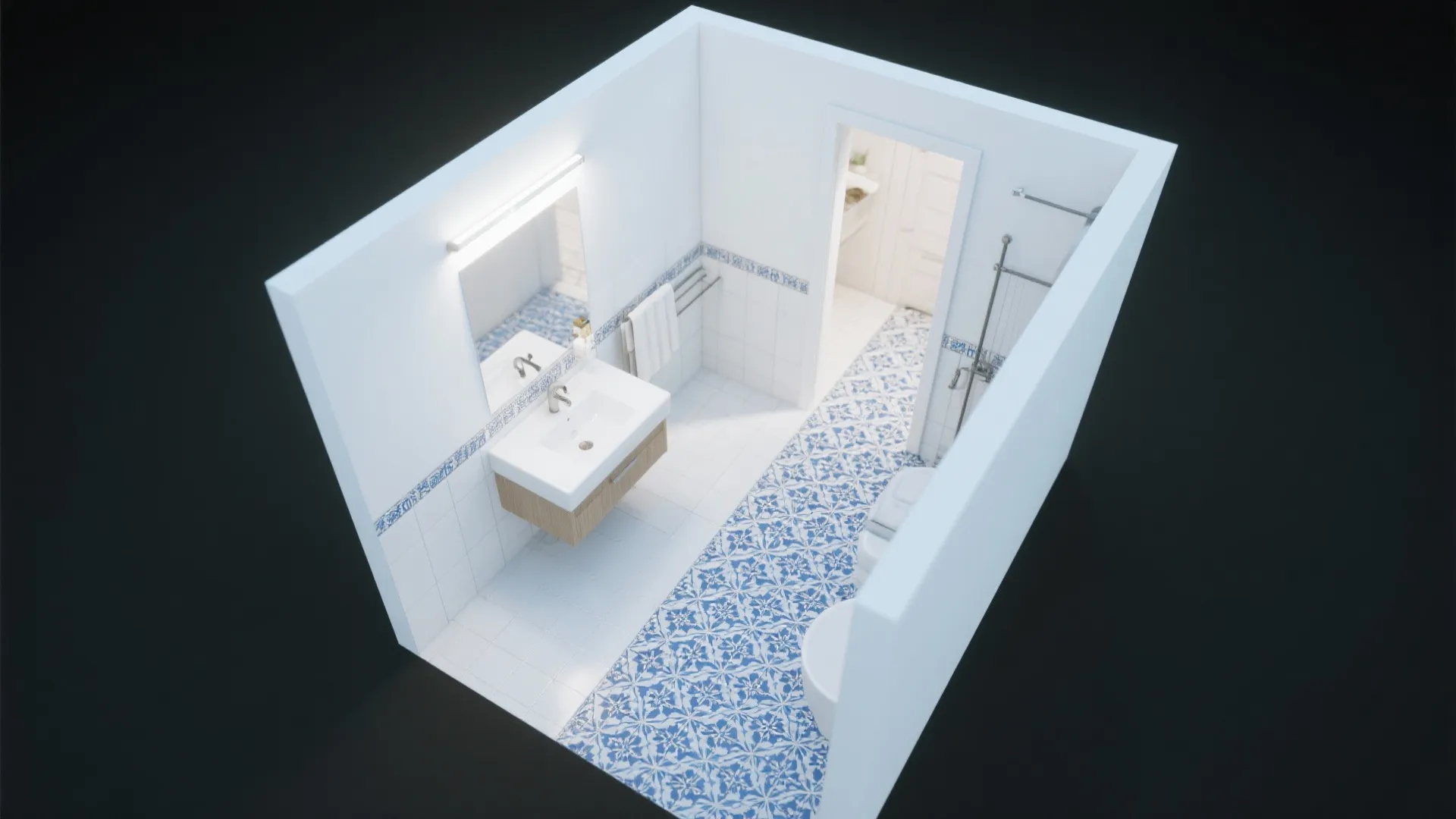 Moroccan-Inspired Blue Patterned Floor