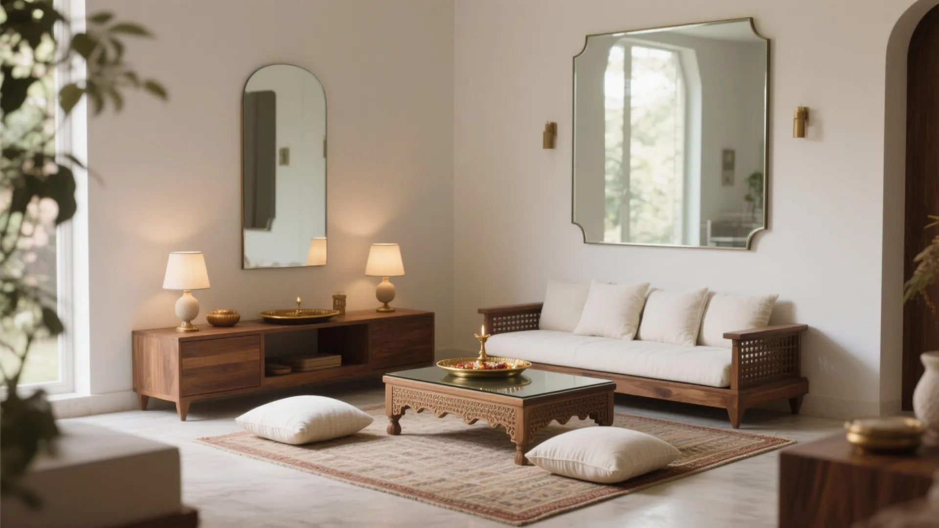 Low Floor Seating with Cushions and a Slim Chowki