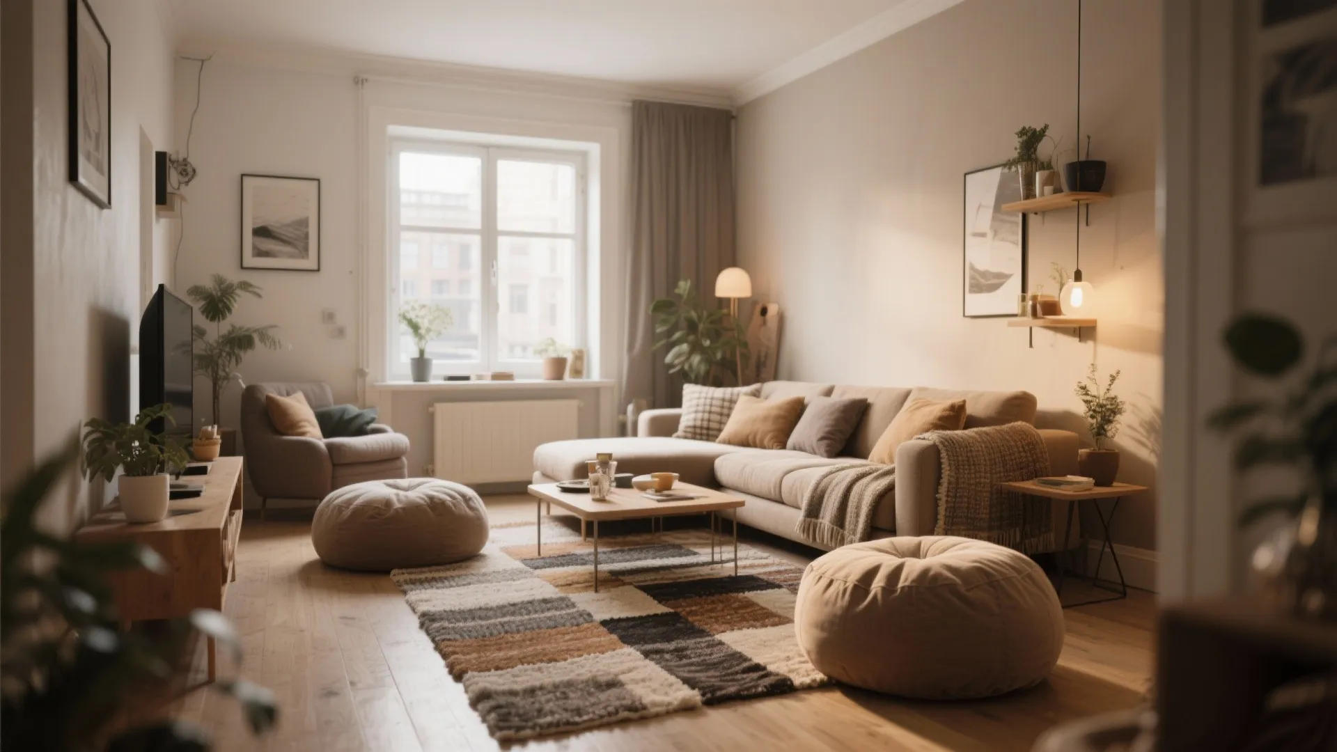 1. Floor Seating with Layered Rugs