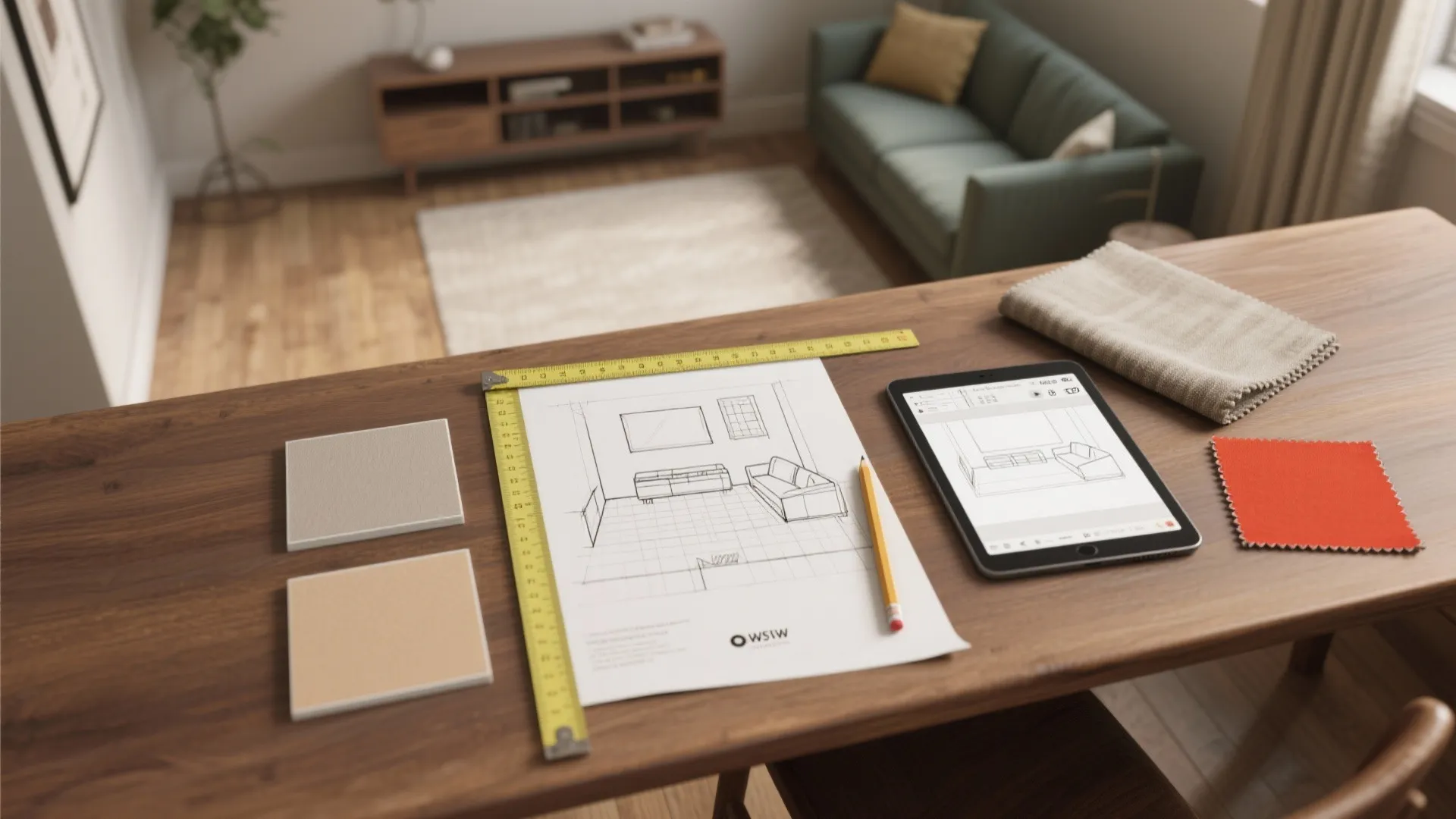 5. Plan a simple floor sketch and stick to a palette