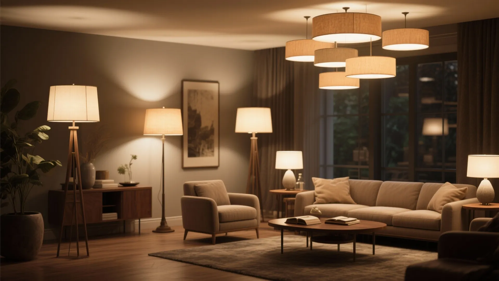 5. Layer with floor and table lamps for human scale