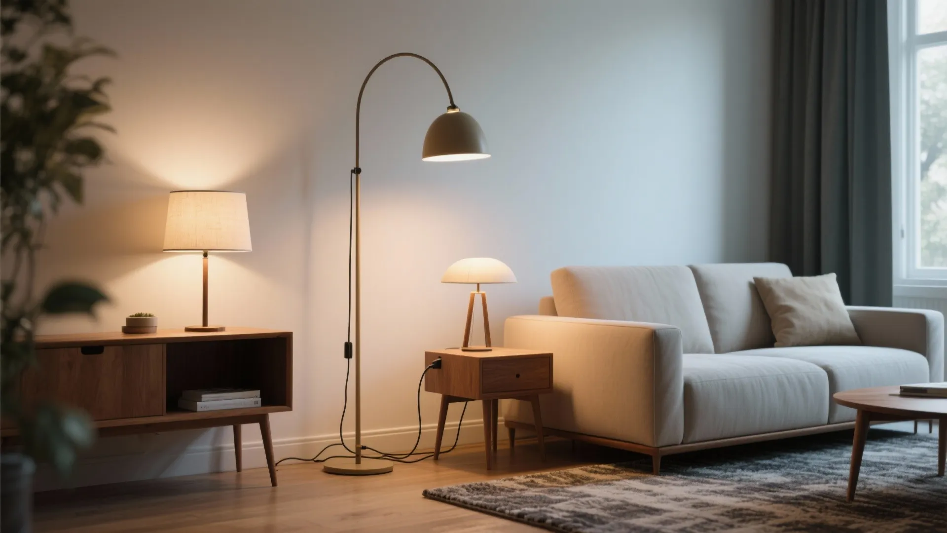 1. Layered floor and table lamps