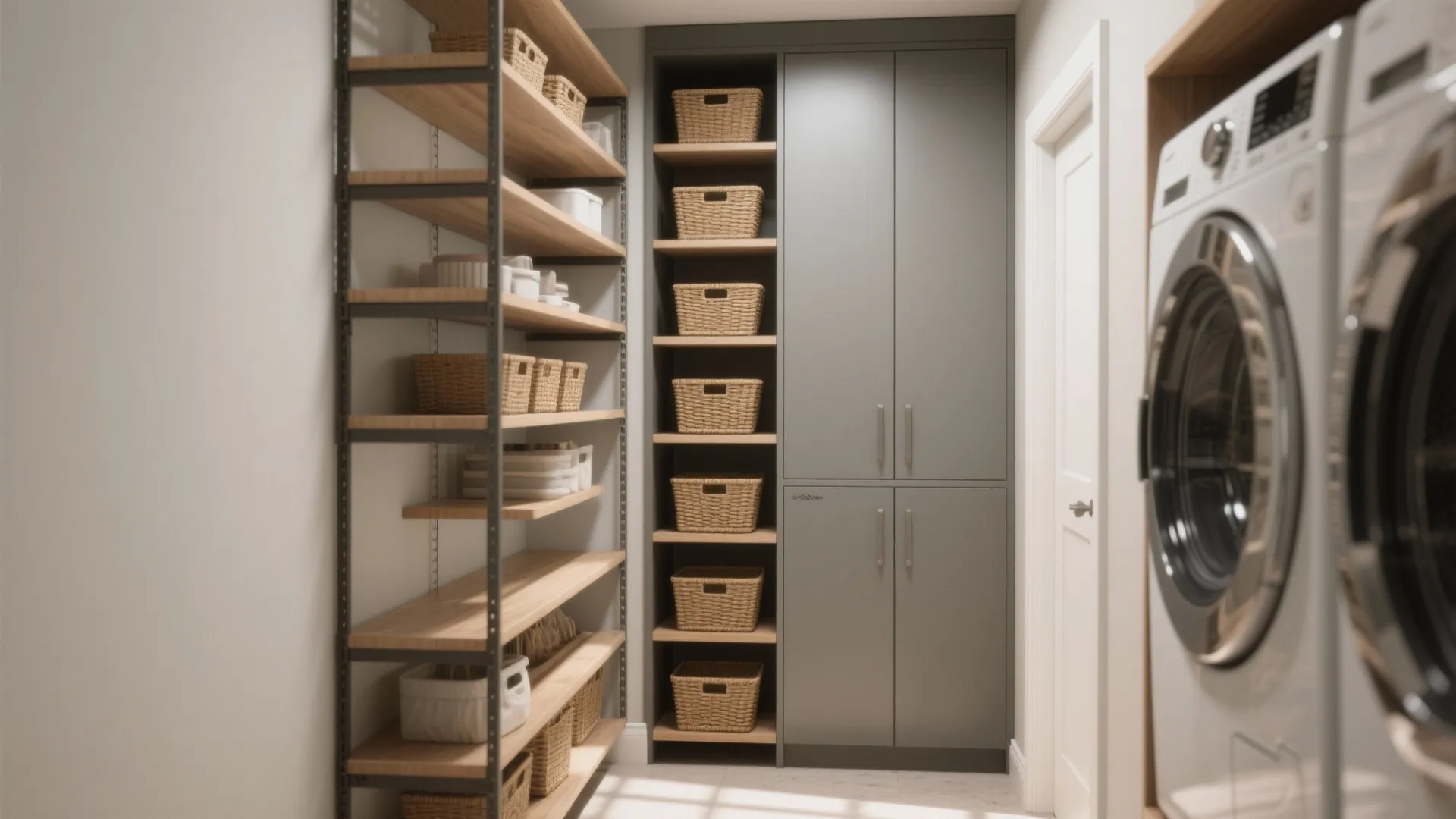 2. Floor-to-ceiling adjustable shelving unit