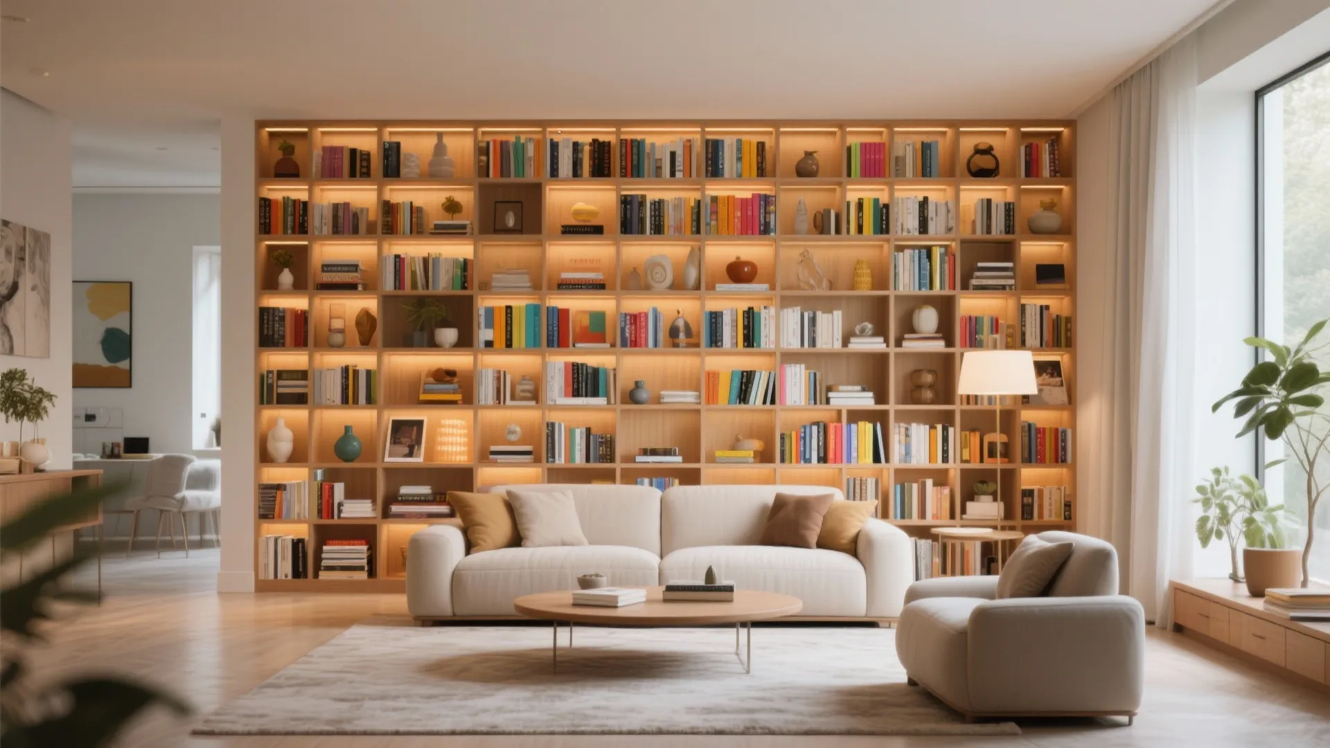 2. Floor-to-Ceiling Bookshelves