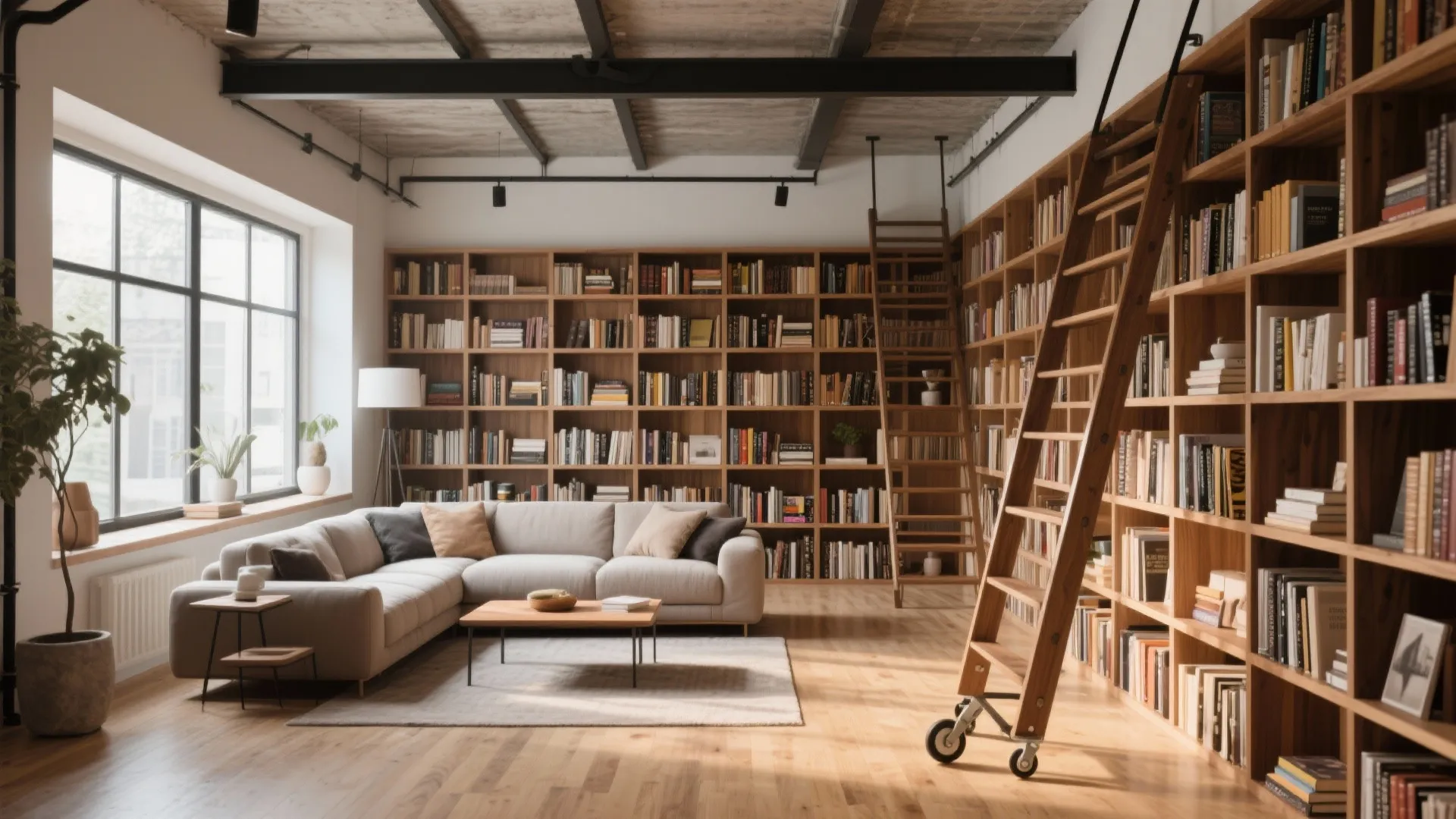 4. Floor-to-Ceiling Bookshelves