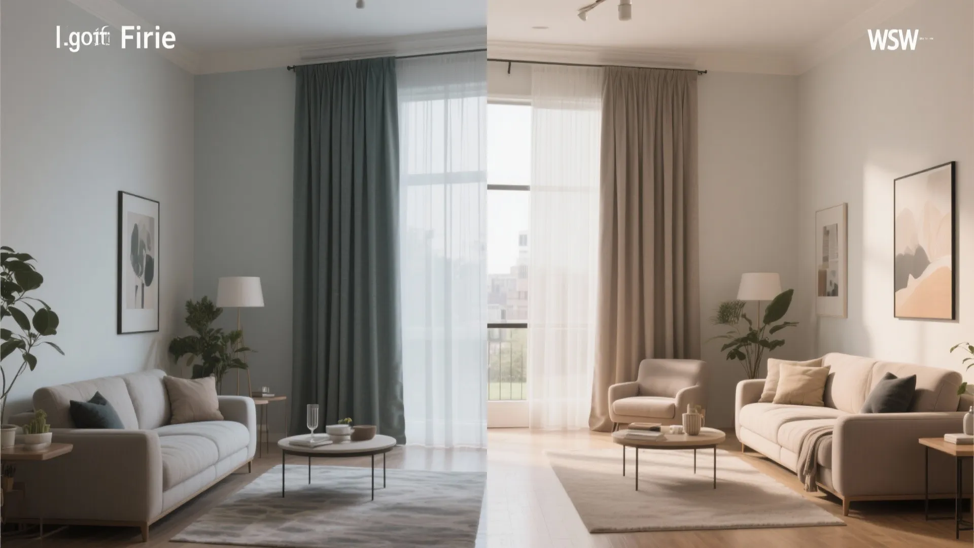Comparison showing how floor-to-ceiling curtains enhance room height