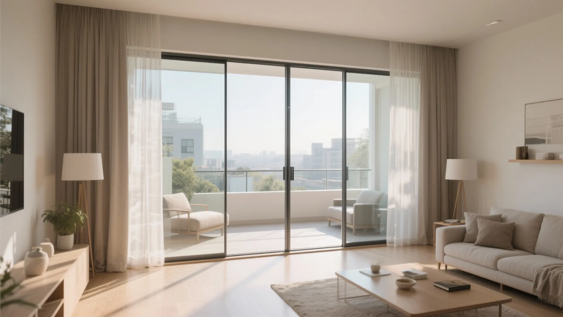 Floor-to-Ceiling Glass Doors to Extend the Living Room