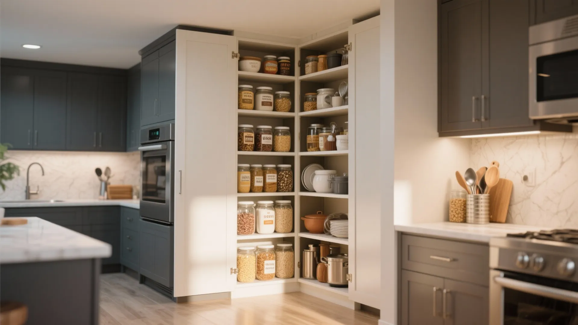 8. Floor-to-Ceiling Corner Pantry