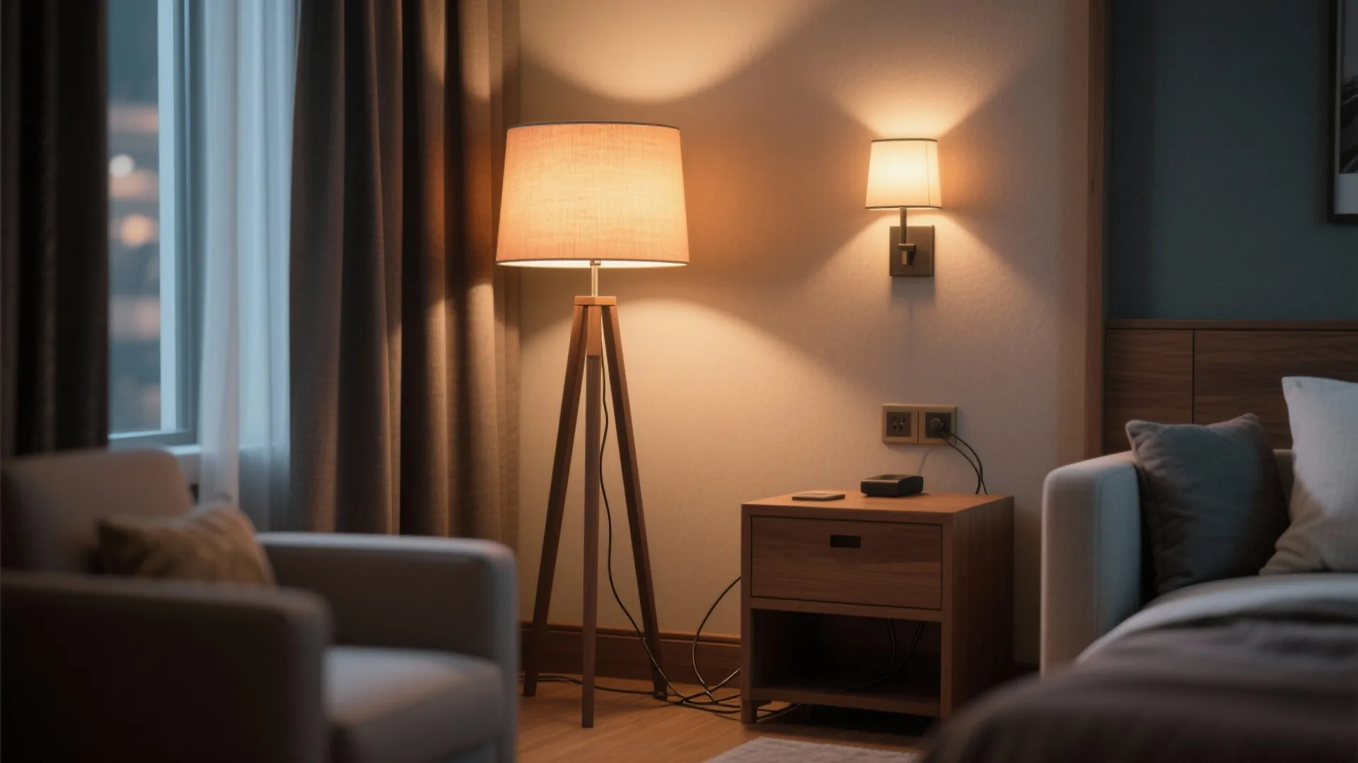 5. Layered floor and wall lamps