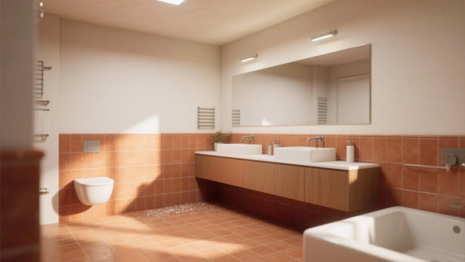 5. Two-Tone Flooring that Wraps Up the Wall