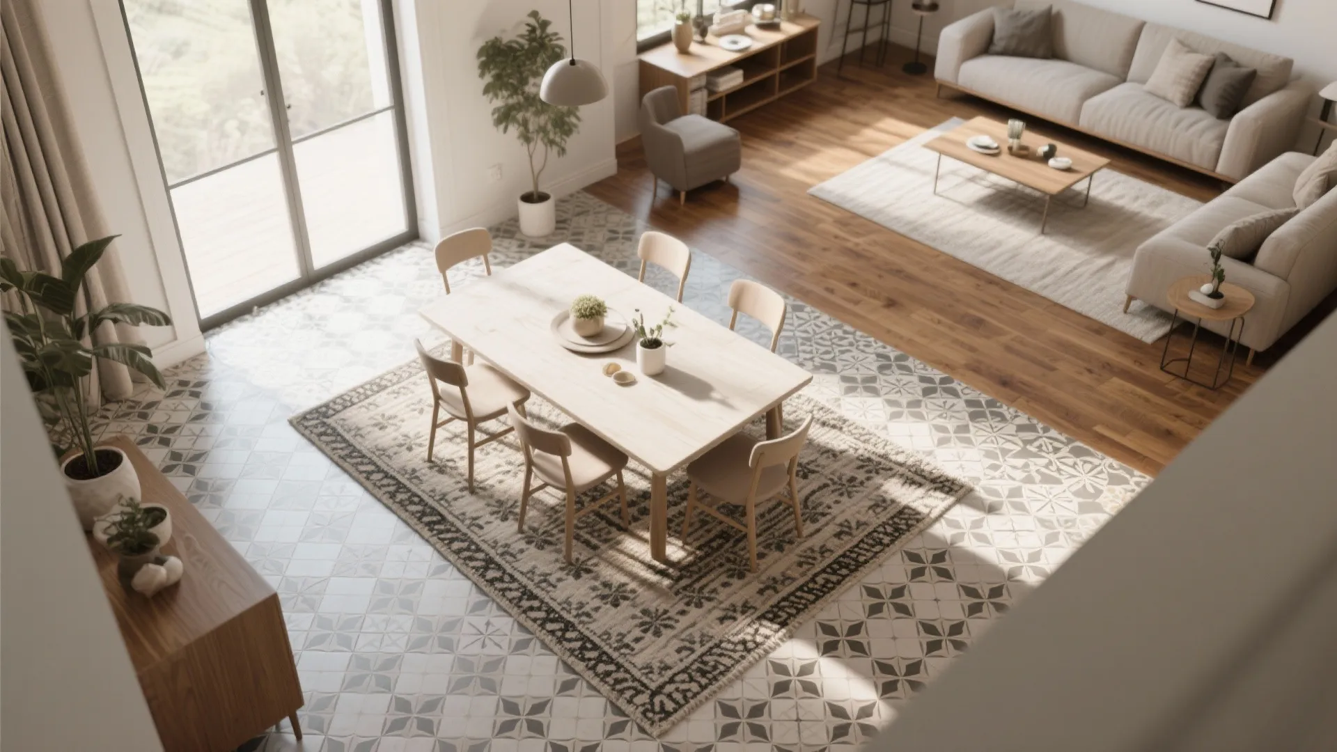 Flooring Changes to Define Space