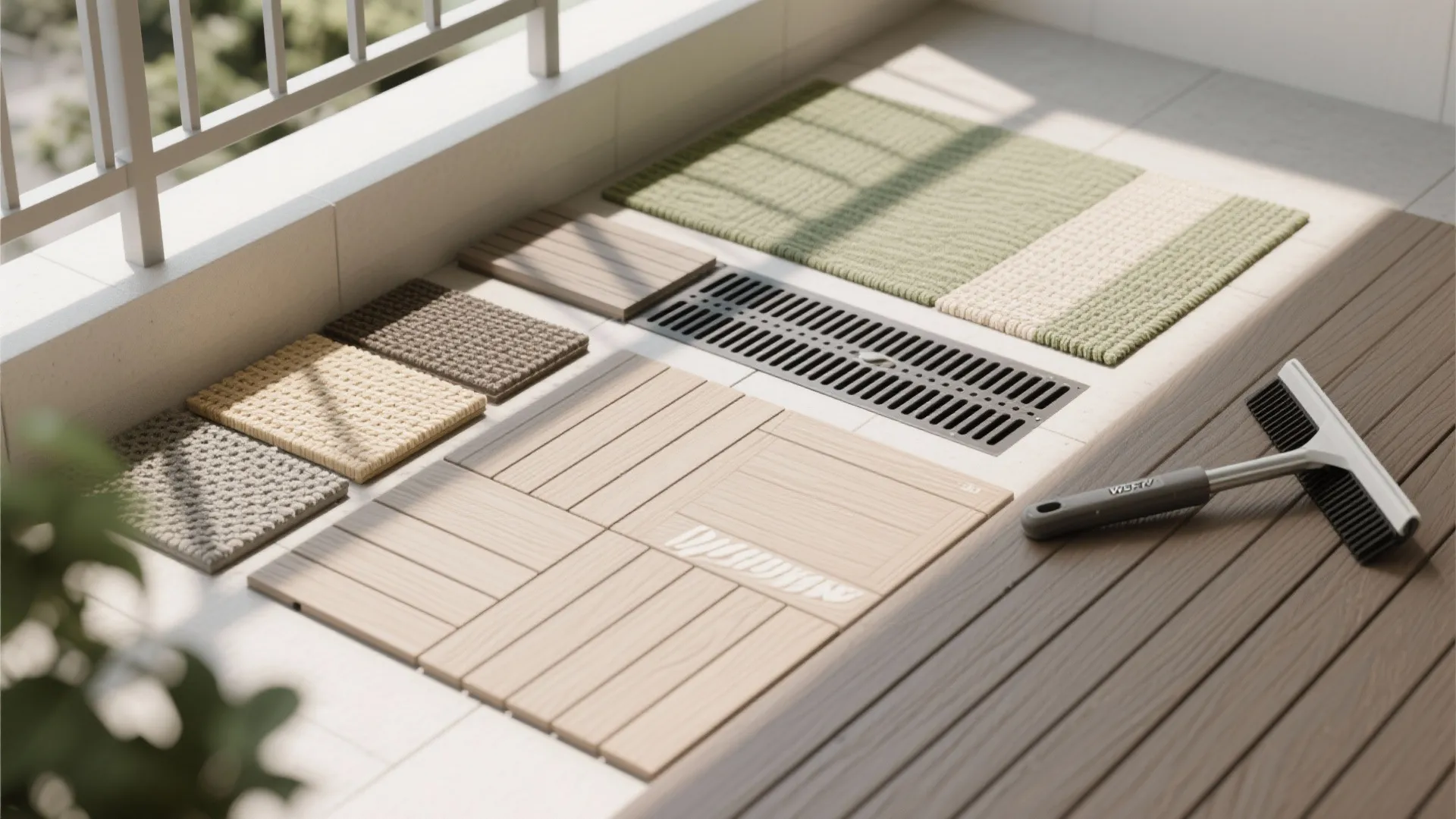 Balcony flooring upgrades: tiles, rugs, and drainage