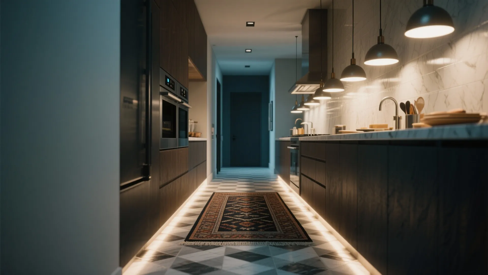 5. Create a Visual Break with Flooring or Lighting