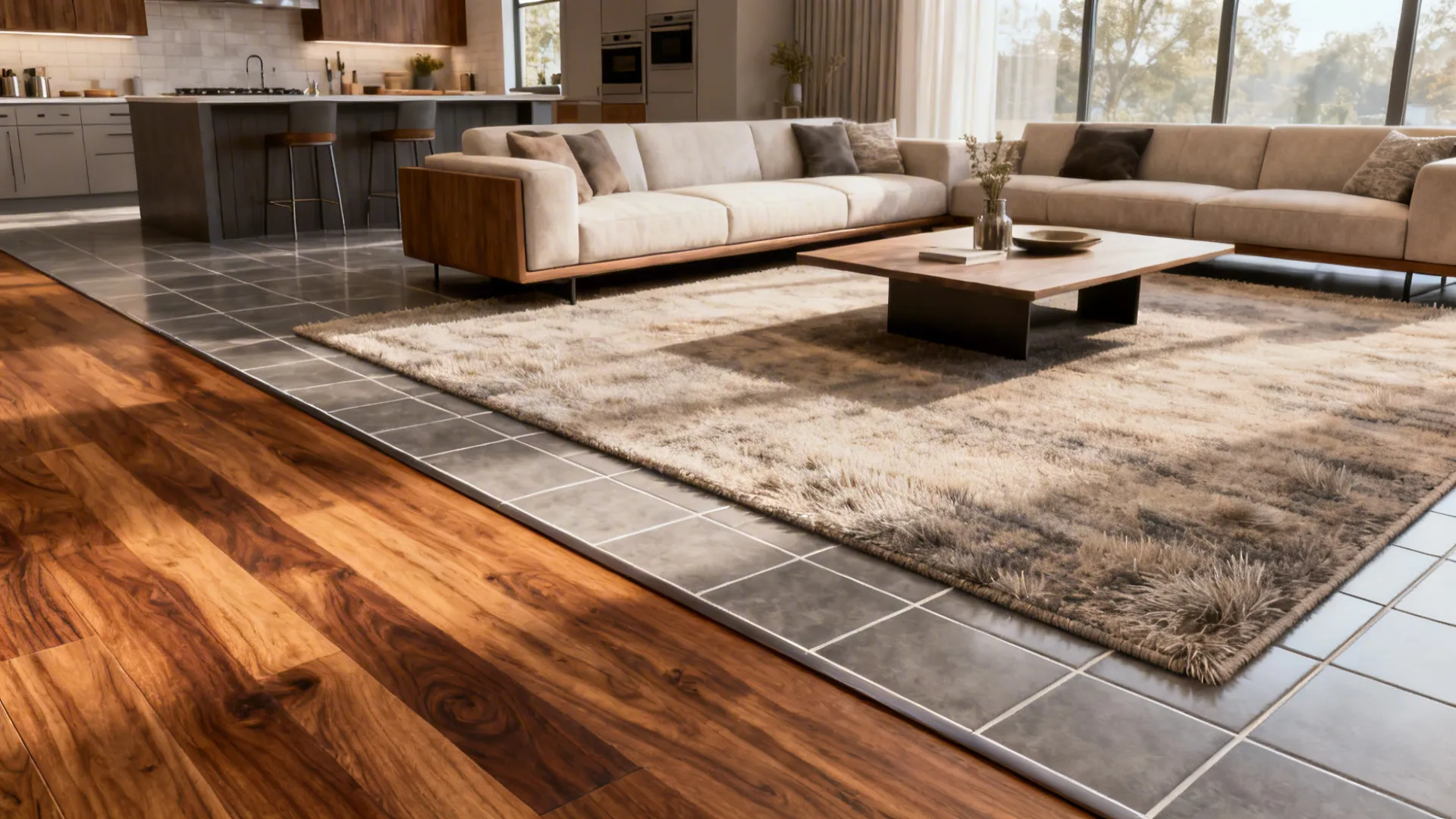 1. Zoning with flooring and rugs