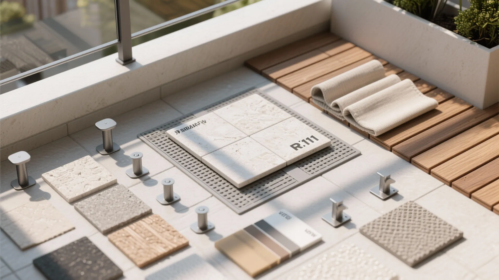 Zoning with Flooring: Porcelain + Deck Tiles