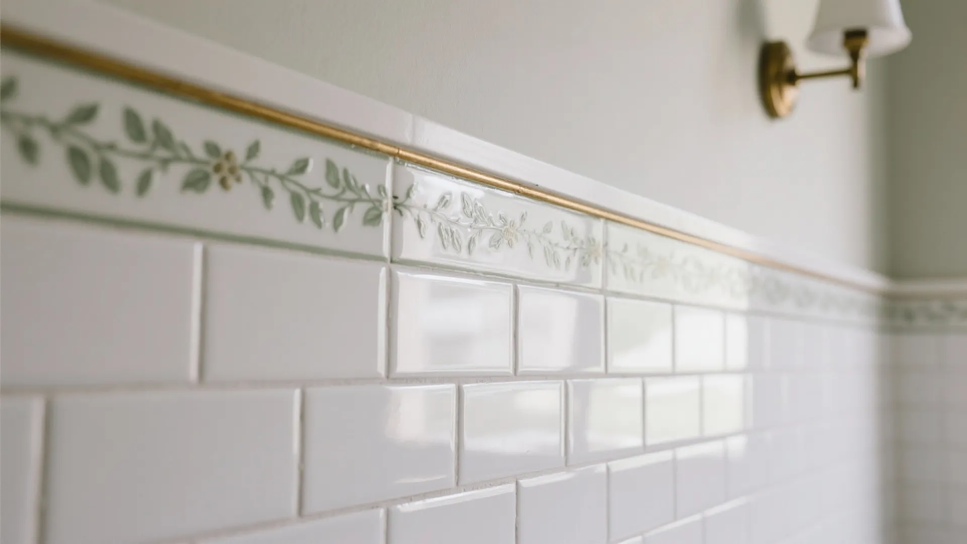 Half-height paneling with a floral border or stripe