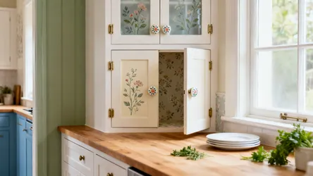 Flower Design in Kitchen Cupboard: 5 Ideas