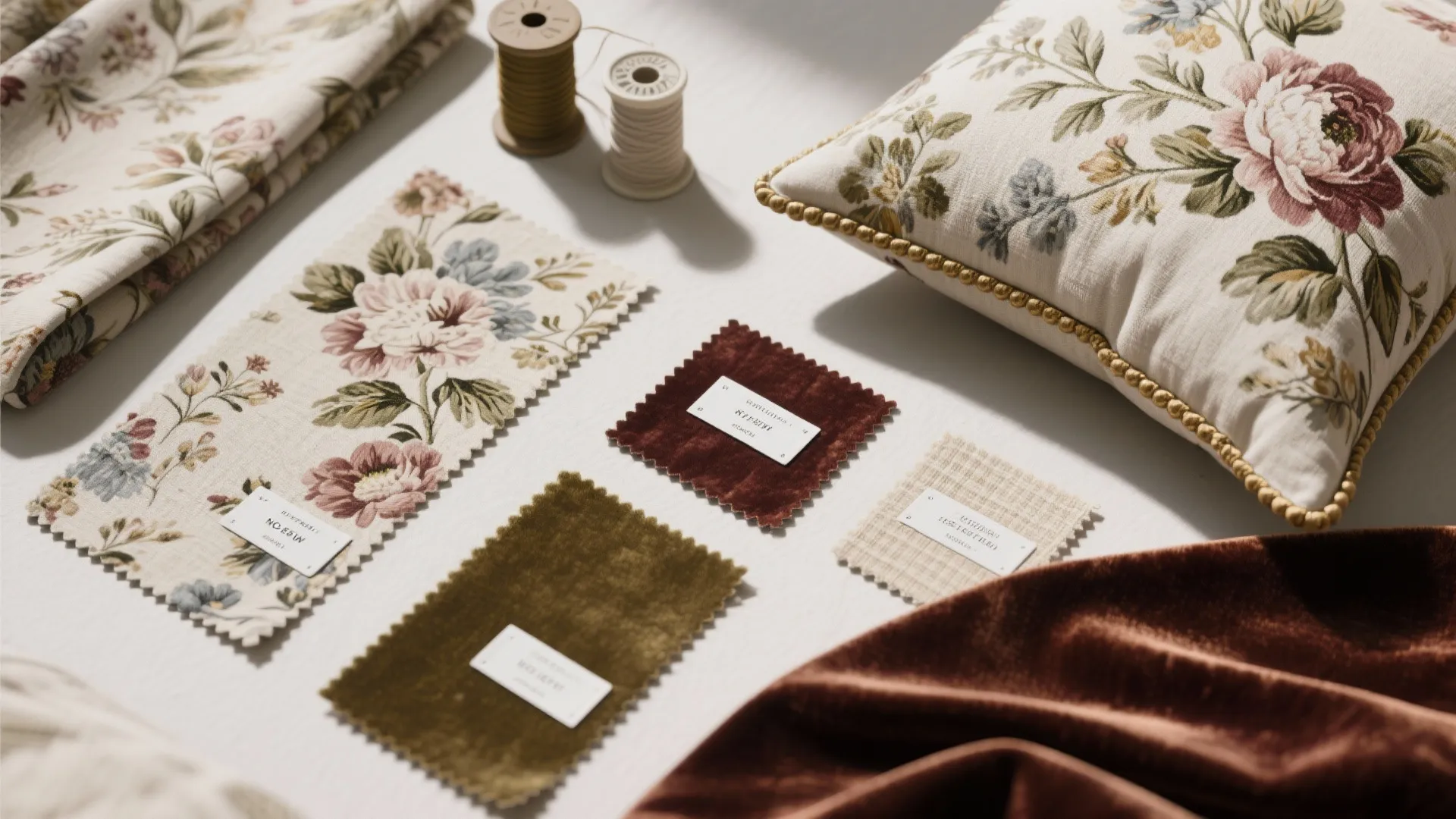 4. Floral fabrics, trims and small-scale upholstery