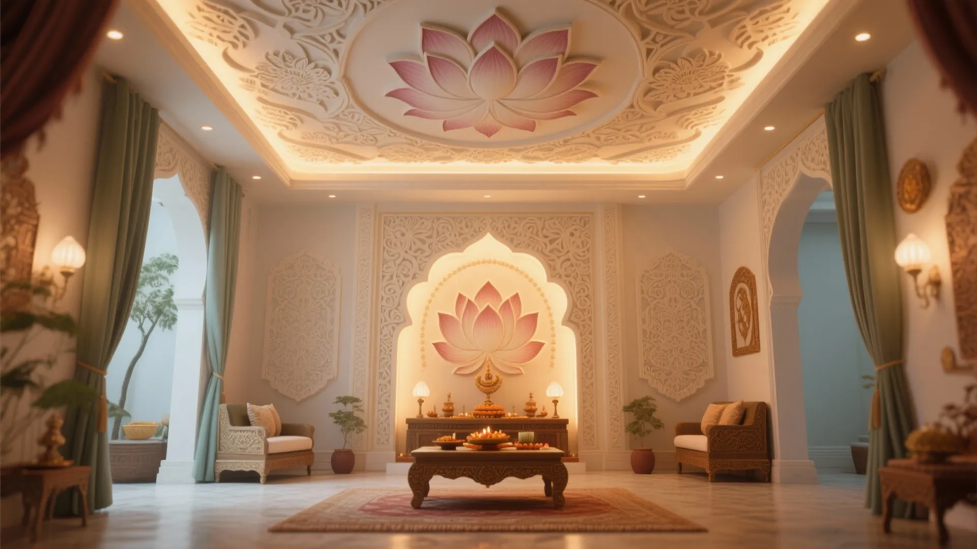 False Ceiling with Floral Motifs