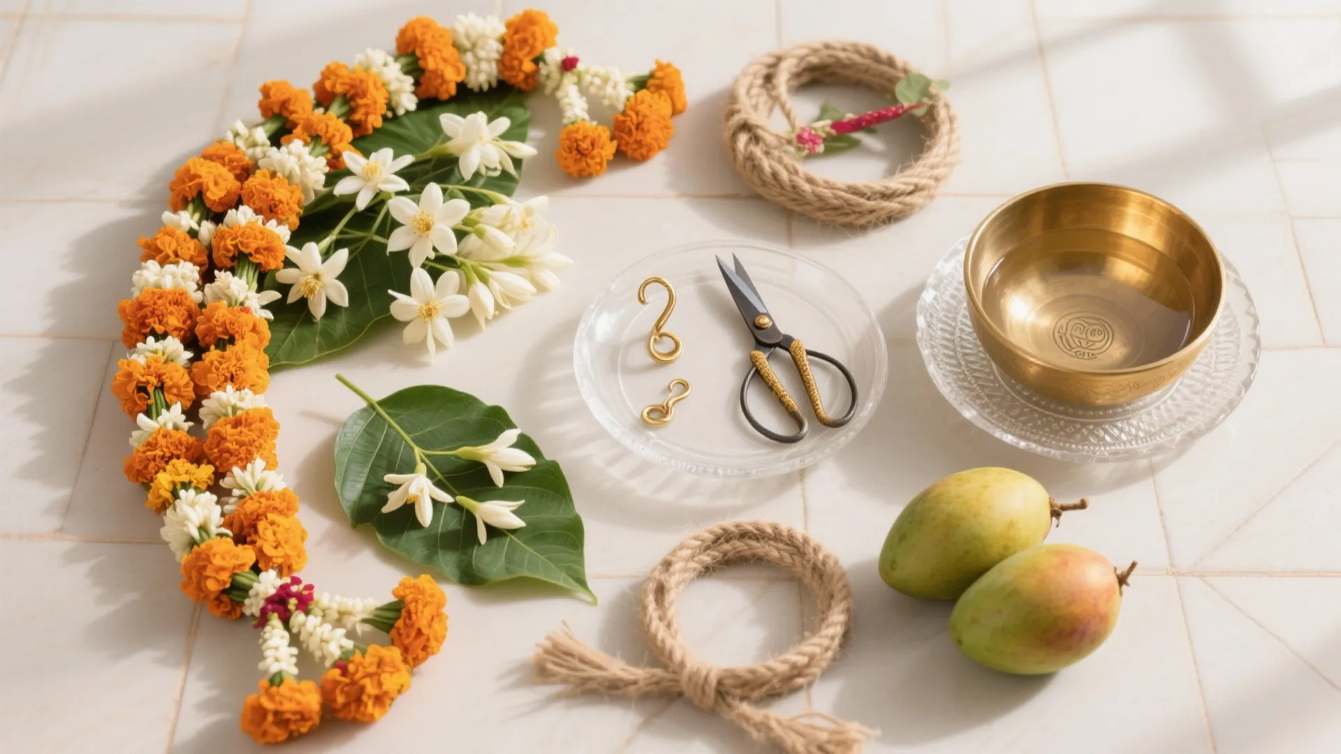 Fresh Flower Focus: Marigold Curtains & Lotus Rangoli