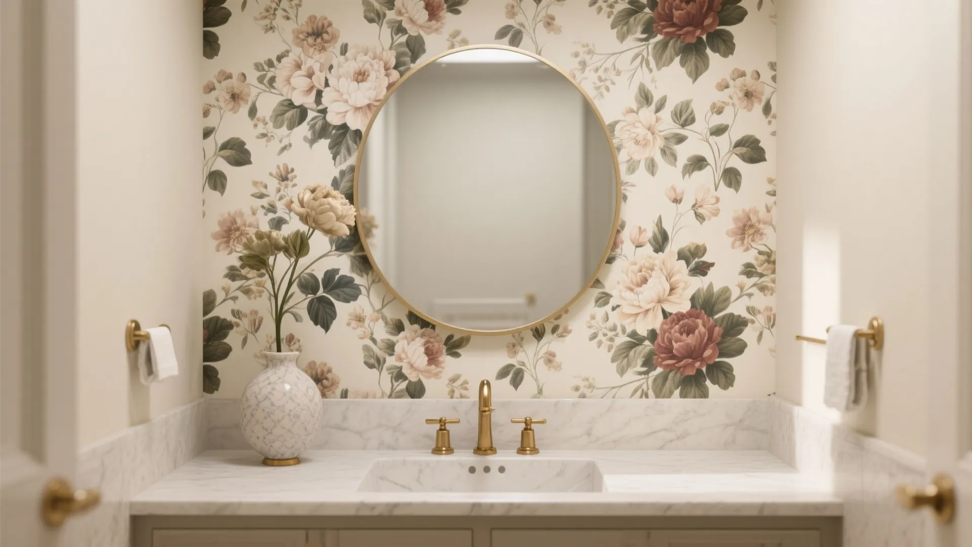 Bold, Large-Scale Florals on a Single Focal Wall
